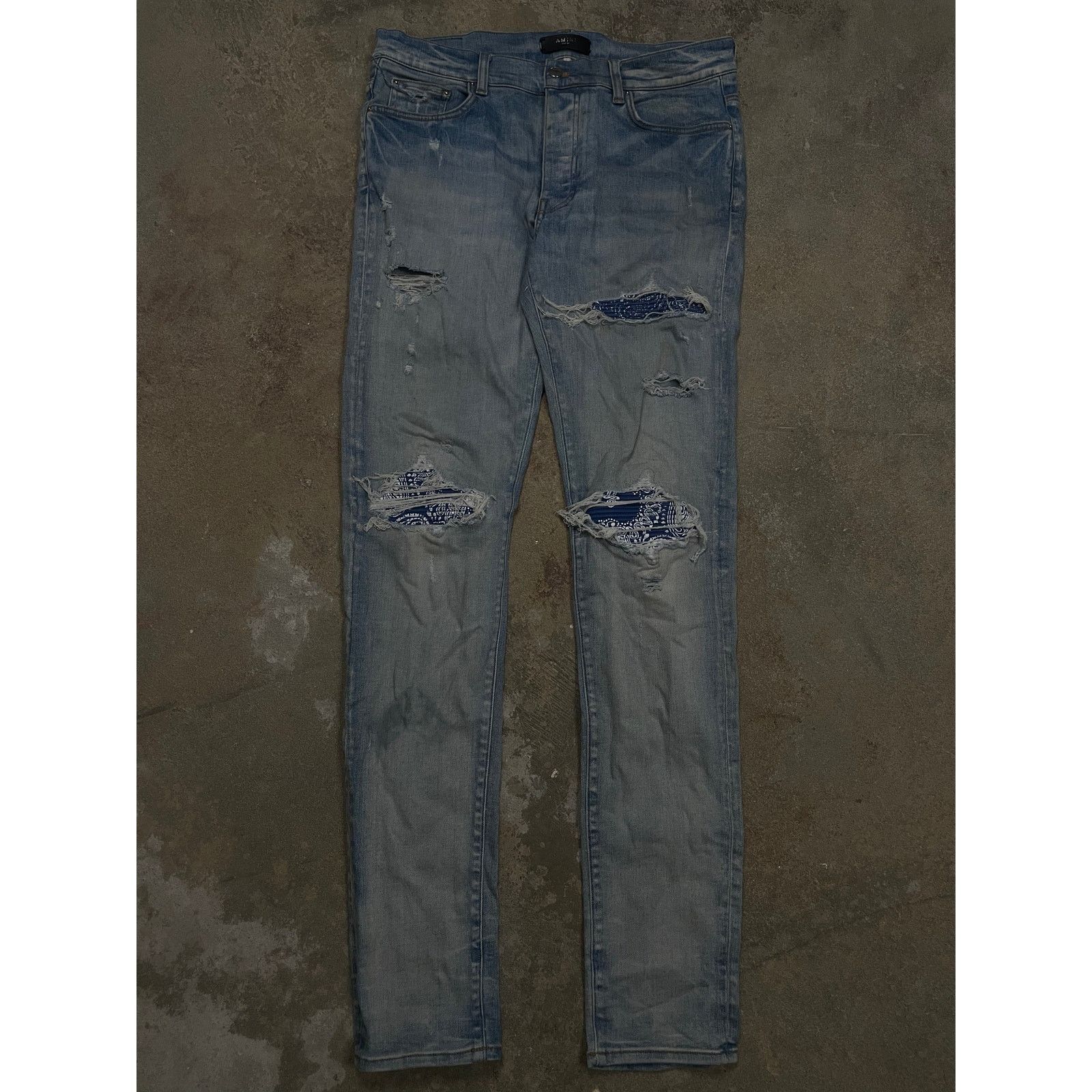 Amiri Amiri MX1 Light Wash Blue Paisley Patch Used 34 Size US 34 / EU 50 - 1 Thumbnail