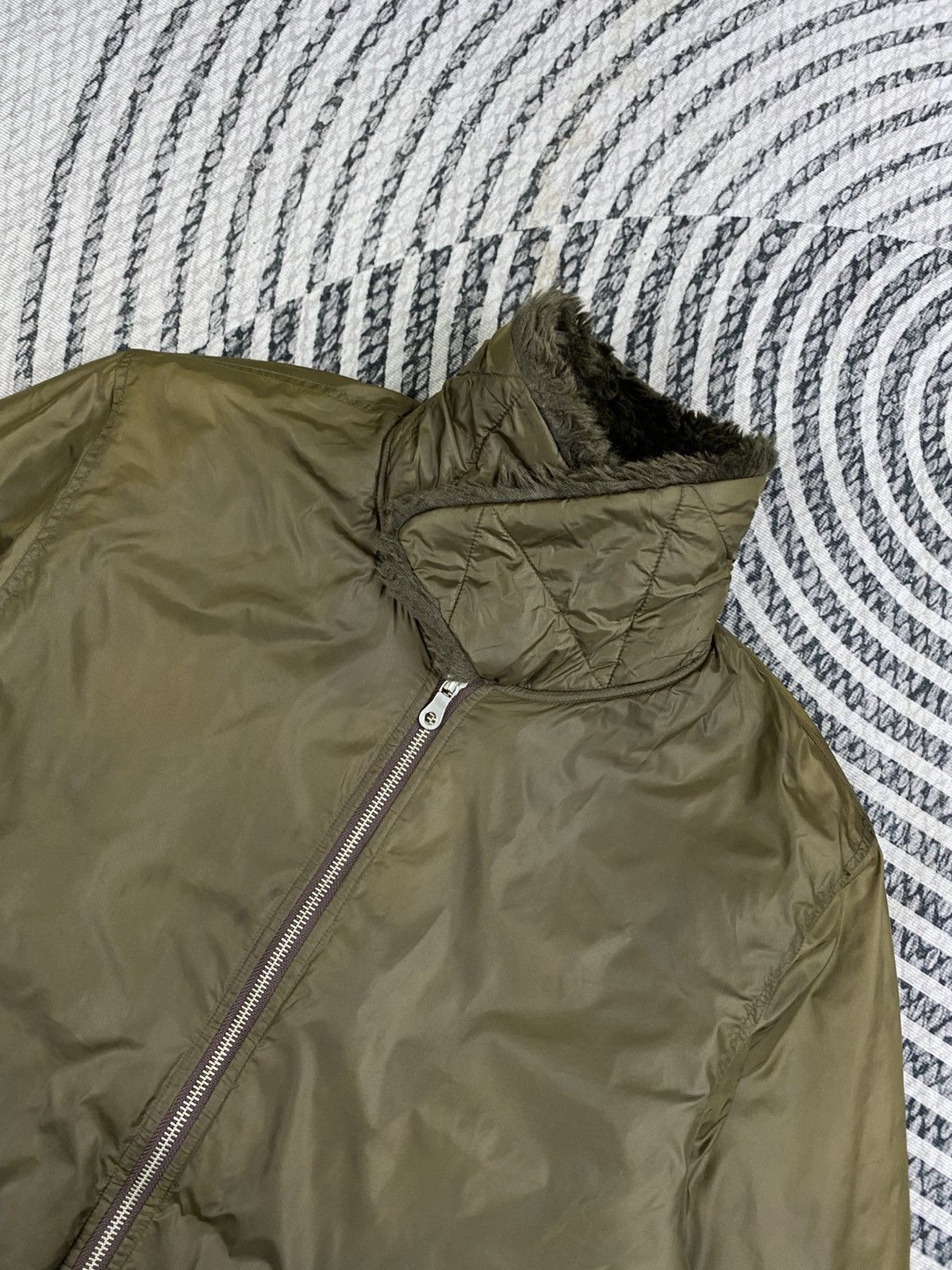 Edwin Vintage Edwin Olive Green Faux Fur Collar Bomber Jacket Size US L / EU 52-54 / 3 - 9 Thumbnail