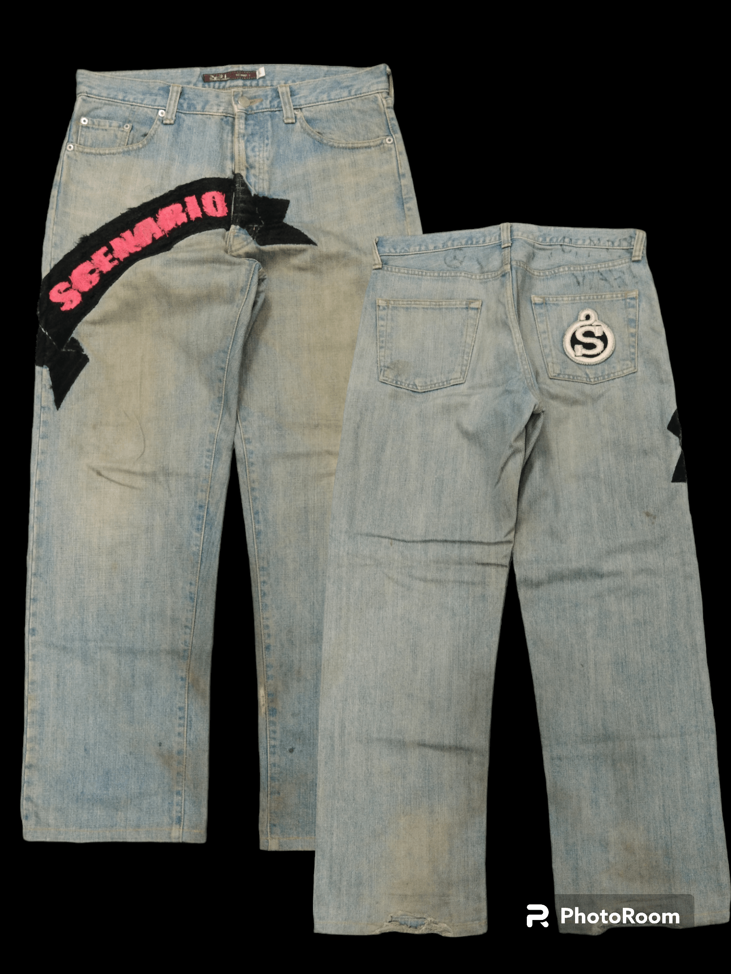 Japanese Brand SiCK SPELLOUT SCENARIO DENIM PANTS Size US 32 / EU 48 - 1 Thumbnail
