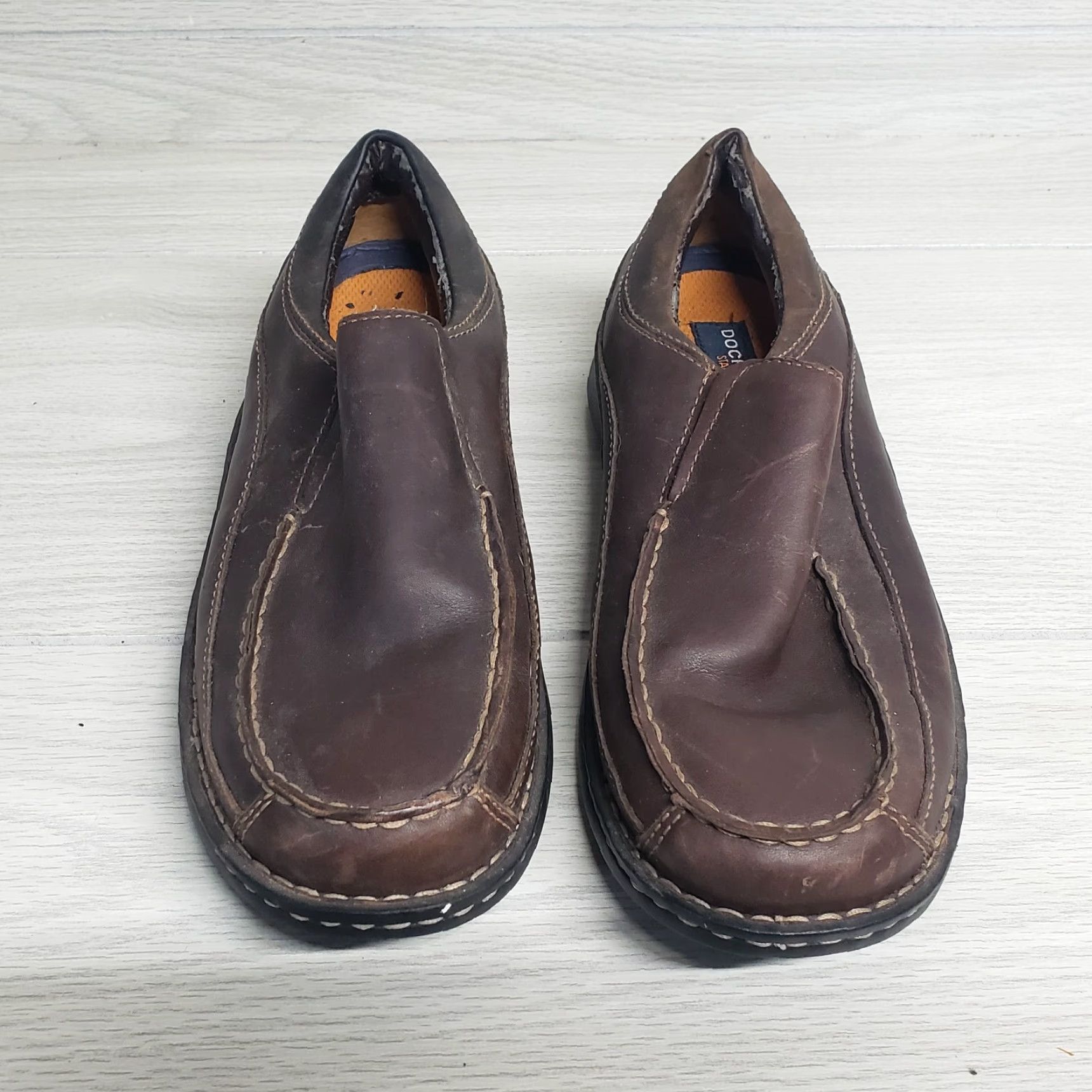 Dockers DOCKERS Loafers Slip On Flats Brown Leather Casual Adult Men's 9 Shoes Size US 9 / IT 39 - 3 Thumbnail