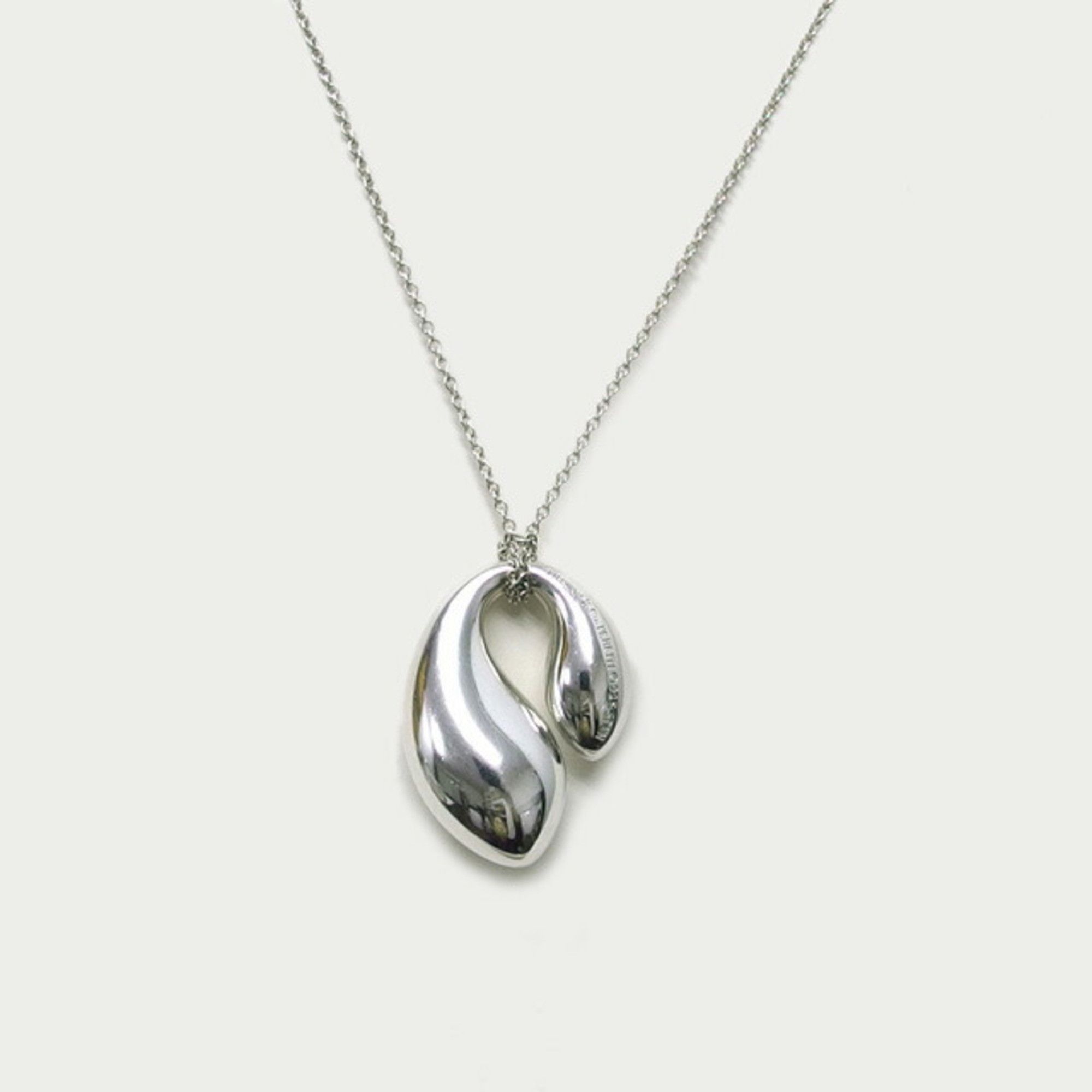 アクセサリー Tiffany&Co double teardrop motif pendant Tiffany double teardrop chain silver necklace large