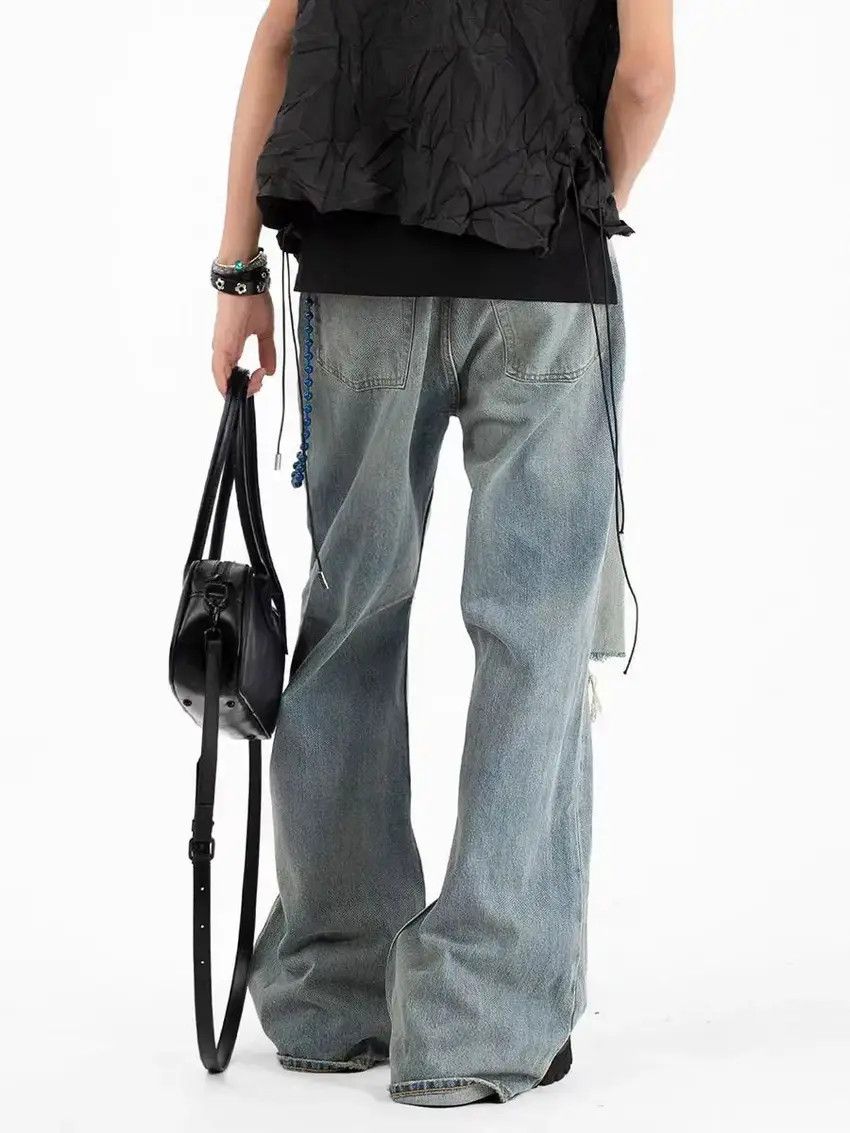 Designer × Japanese Brand Baggy Faded Washed Knee Ripped Jeans Size US 32 / EU 48 - 5 Thumbnail