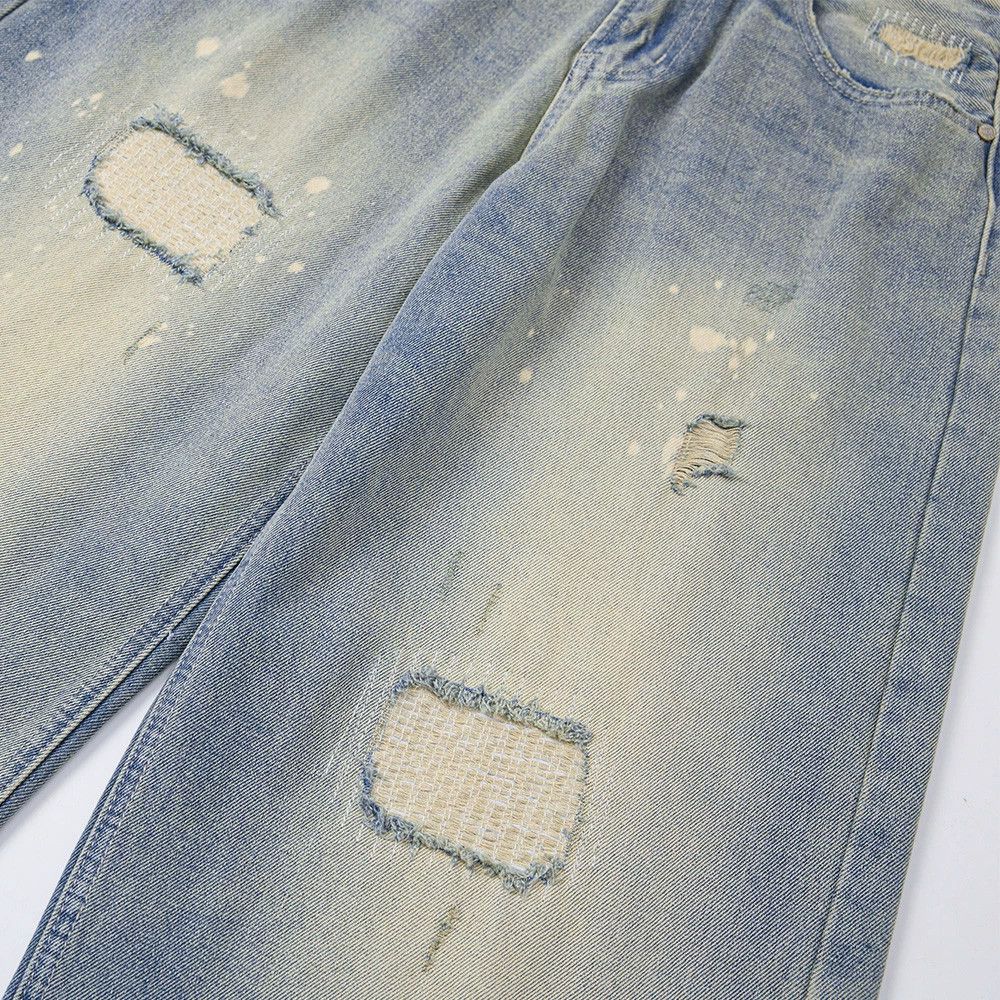 Japanese Brand × Jean Gradient distressed loose punk washed ripped patch jeans Size US 32 / EU 48 - 6 Thumbnail
