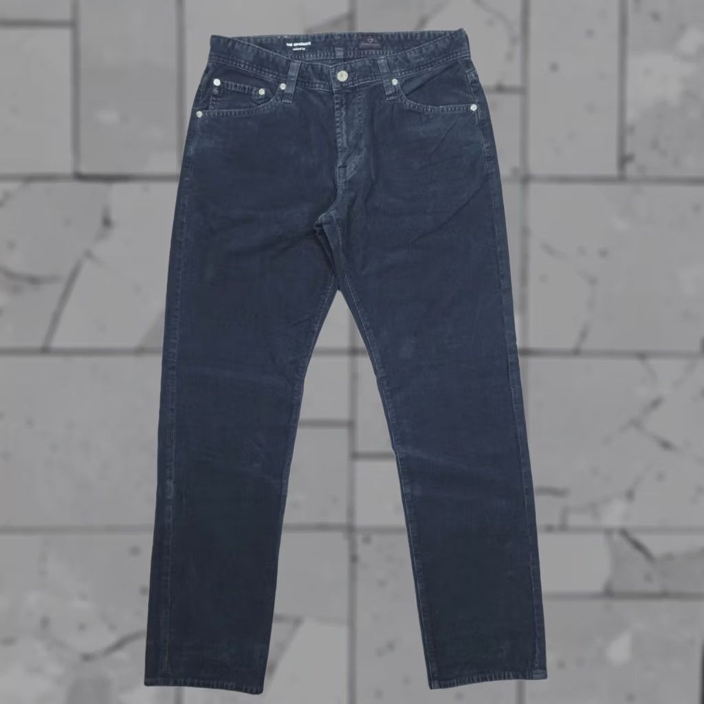 Vintage AG Adriano Goldschmied Jeans The Graduate Tailored Leg Men’s 31x30 Corduroy Blue Size US 31 - 1 Thumbnail
