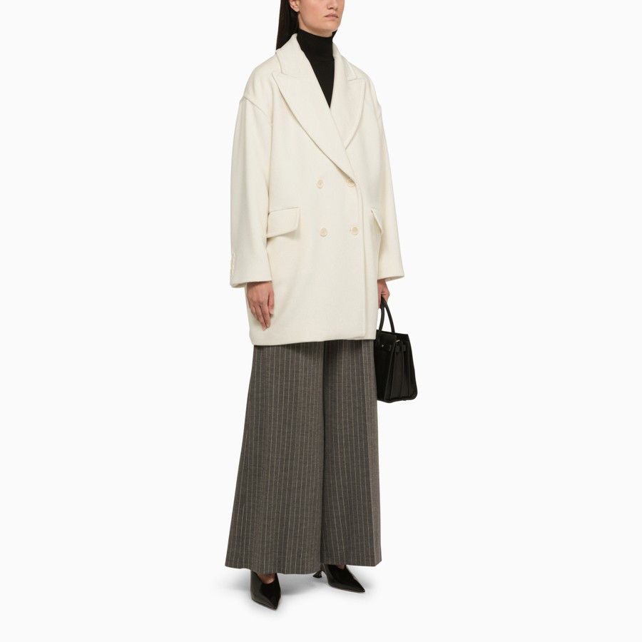 Max Mara o1d2blof0824 Wool Double-breasted Coat in White Size M / US 6-8 / IT 42-44 - 2 Thumbnail