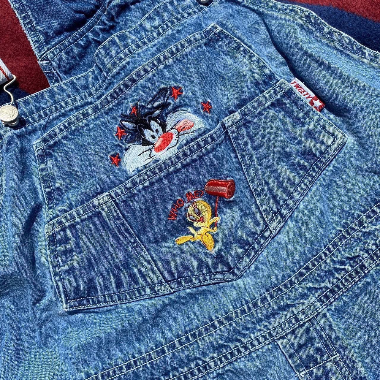 Other Vintage Y2k Looney Tunes denim overalls Sylvester Tweety Size 42" / US 20 - 2 Thumbnail