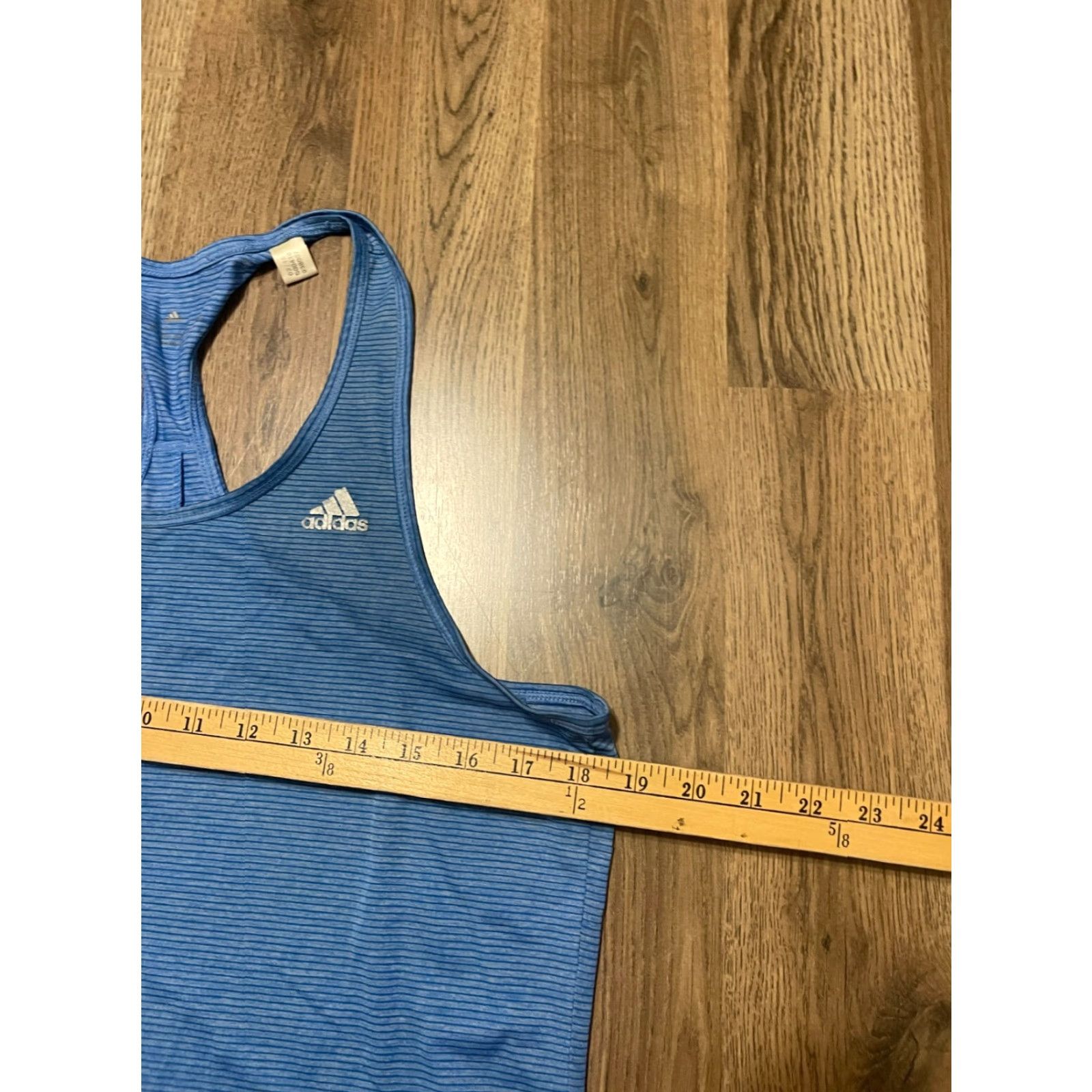 Logo 7 adidas Shirt Women's Large Blue Striped Athletic Top Tank Size L / US 10 / IT 46 - 3 Thumbnail