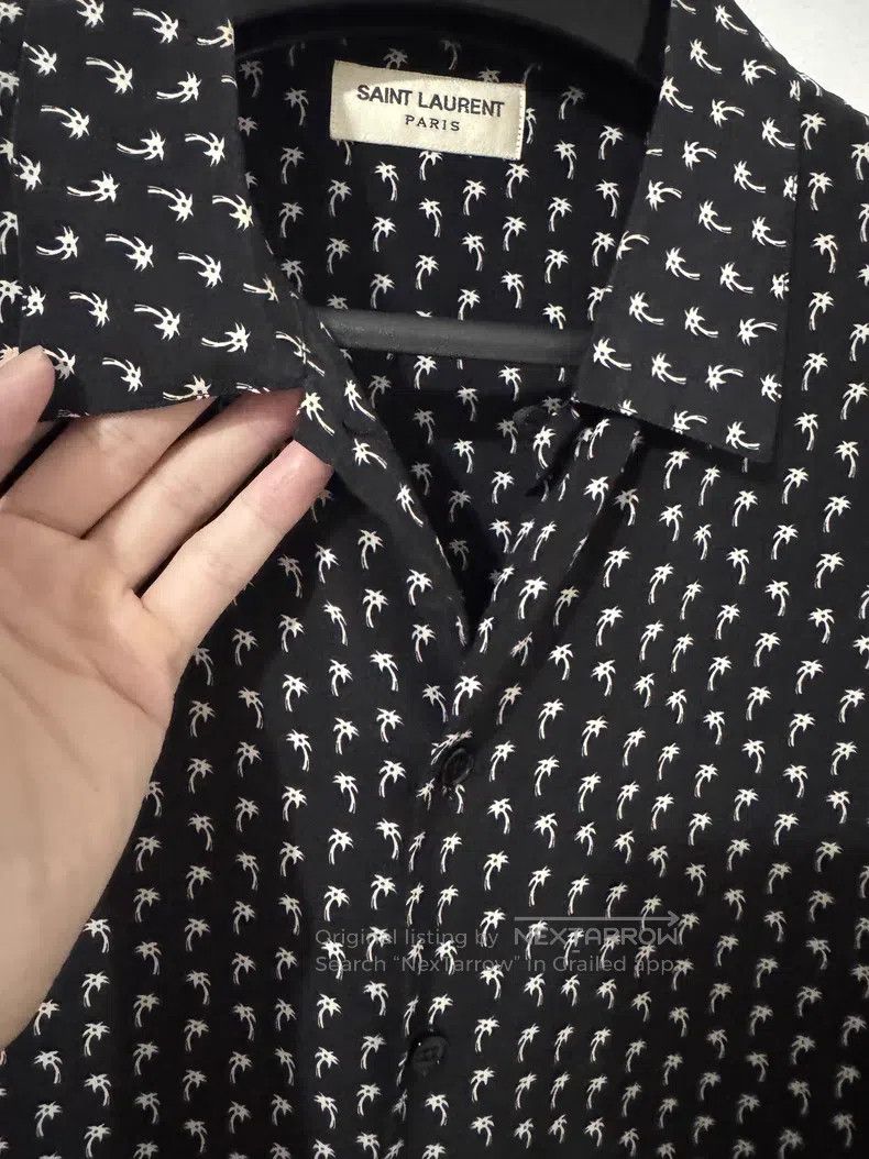 Saint Laurent Paris Saint Laurent Paris Silk black and white palm print shirt Size XS / US 0-2 / IT 36-38 - 3 Thumbnail