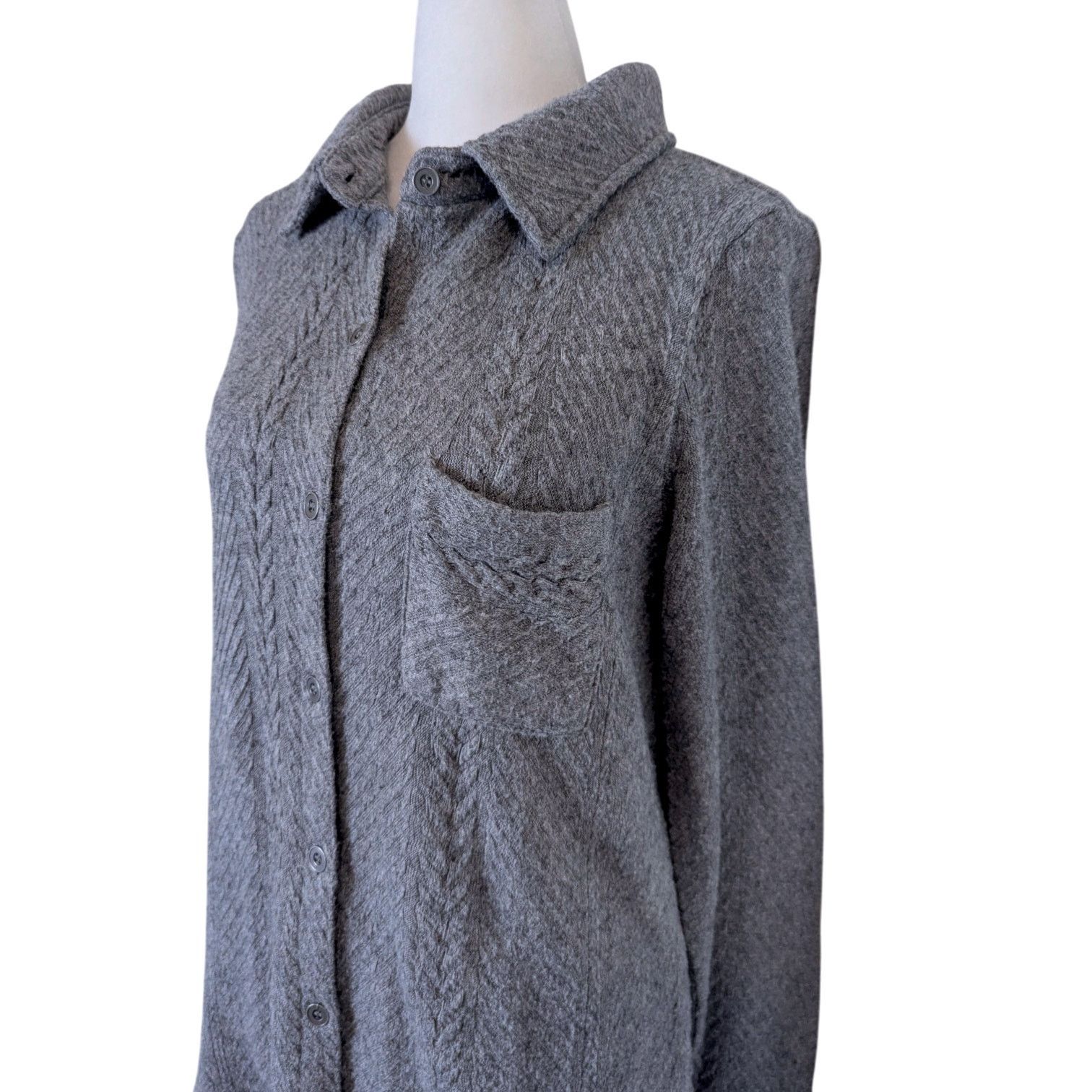 Buckle Black Buckle Black Grey Cable Knit Button Down Shacket Small Size S / US 4 / IT 40 - 4 Thumbnail