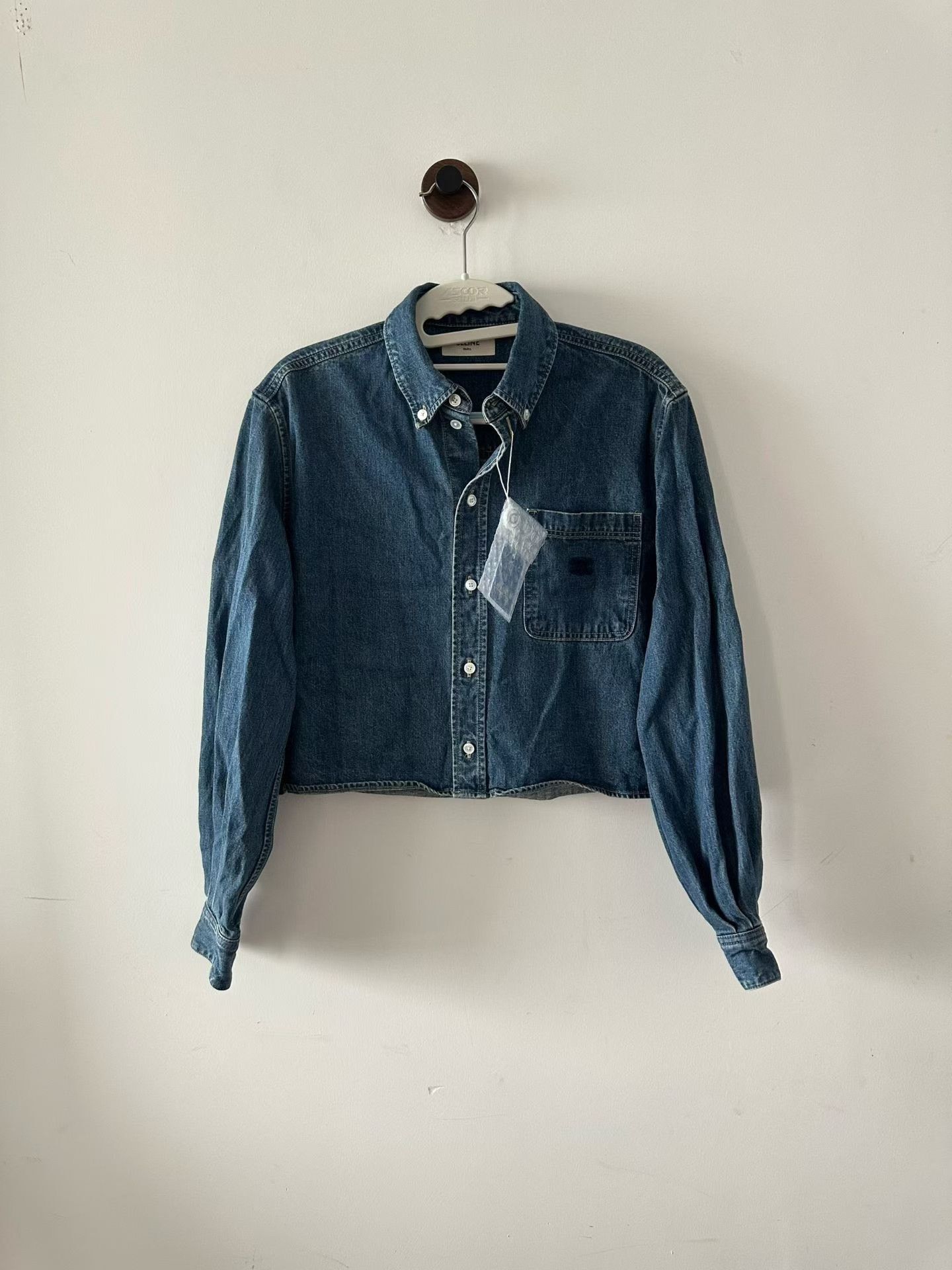 Celine Celine Blue Denim Cropped Shirt Size S / US 4 / IT 40 - 1 Thumbnail