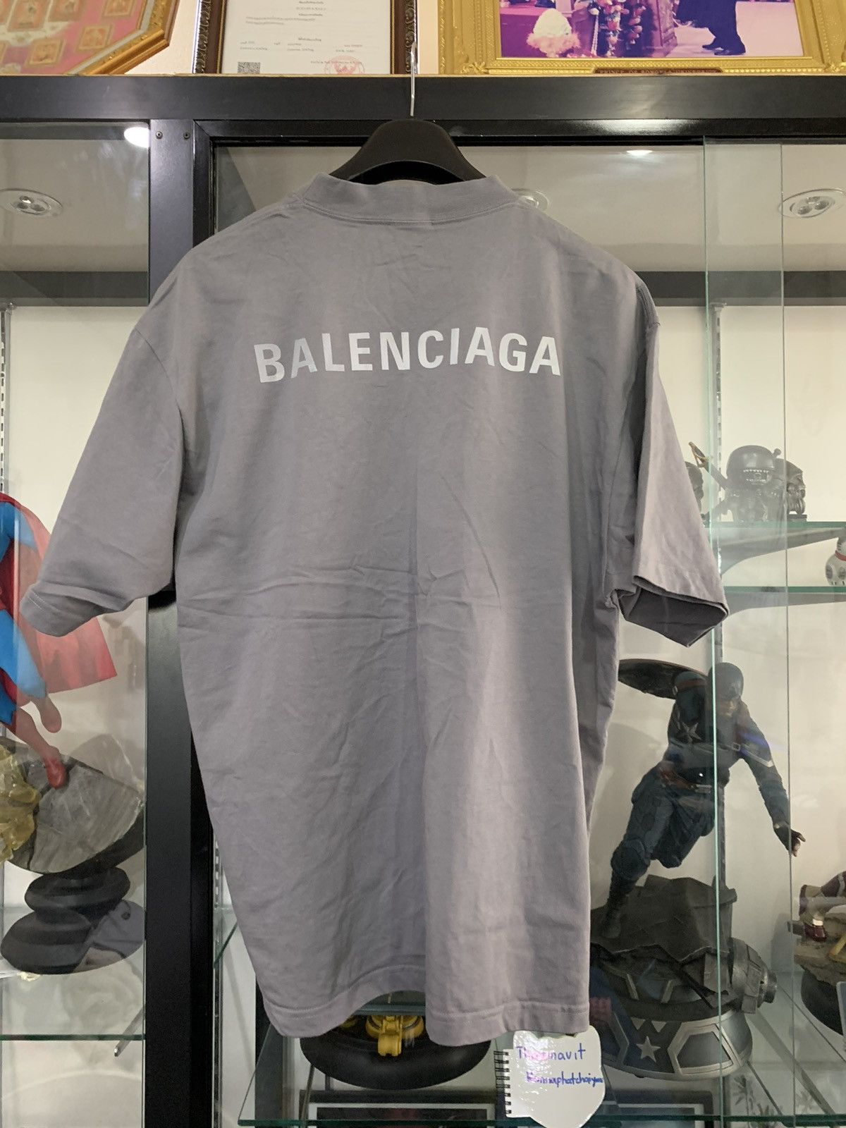 Balenciaga Balenciaga Gray Reflective Logo T-shirt L Size US L / EU 52-54 / 3 - 11 Thumbnail