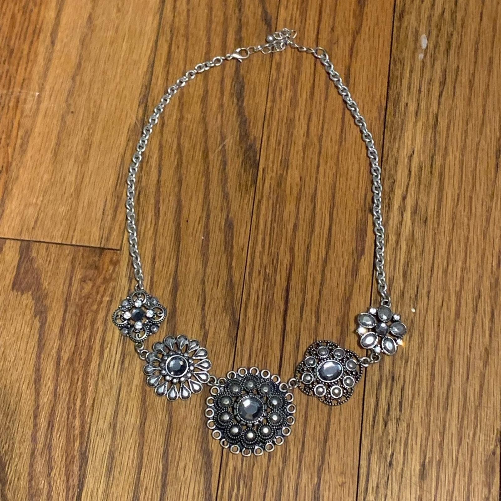Designer Ornate Silver Medallion Necklace Size ONE SIZE - 1 Thumbnail