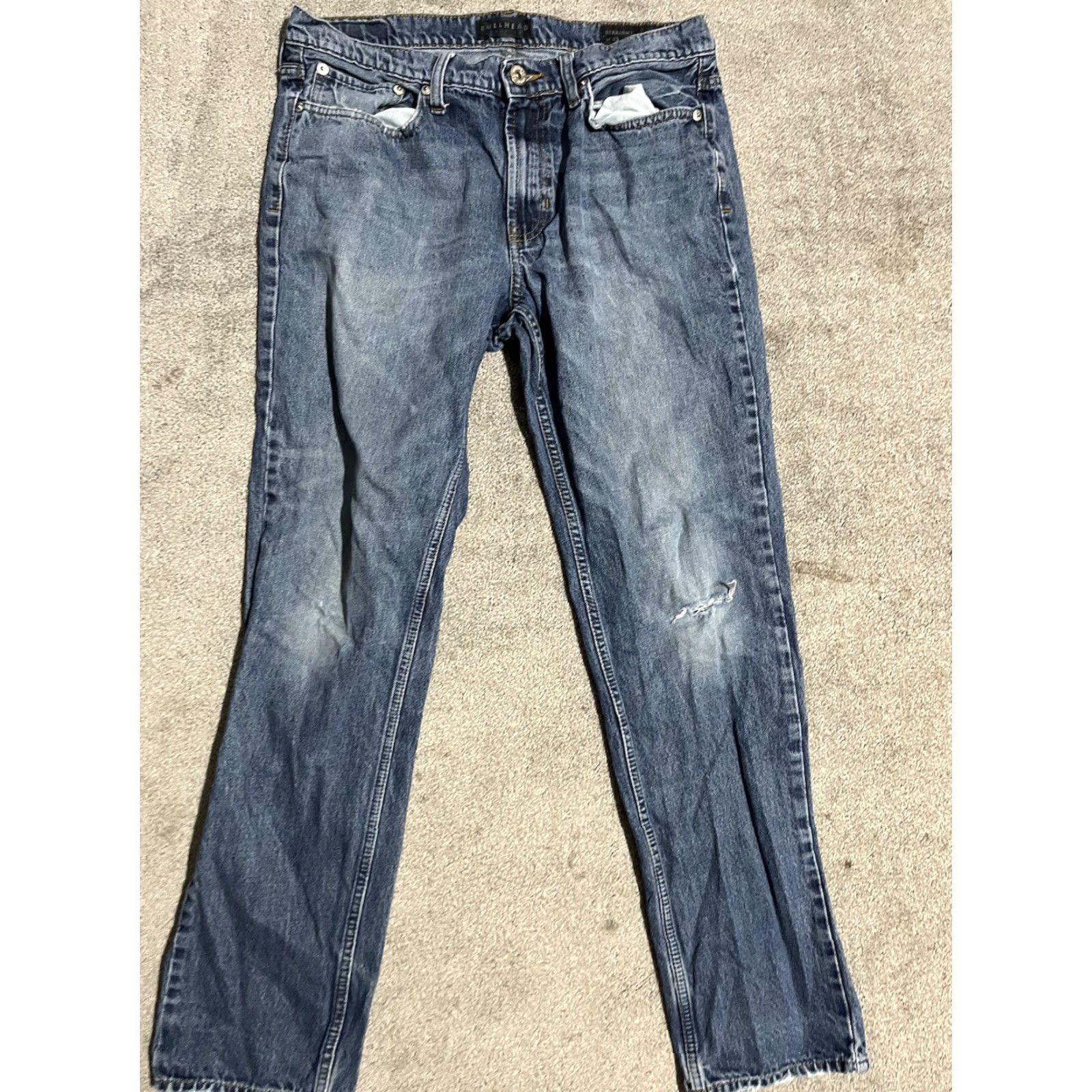 Denime Bullhead Jeans Mens Straight 33x32 Denim Dark Blue 5-Pocket City Grunge USA 90s Size US 33 - 3 Thumbnail