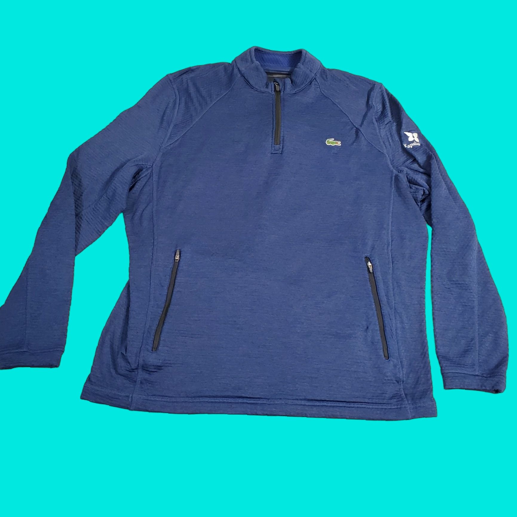 Lacoste Lacoste Sport Pullover Mens XL Blue 1/4 Zip Logo Casual Pullover Jacket Runtime: Regular Polyester Size US XL / EU 56 / 4 - 1 Thumbnail