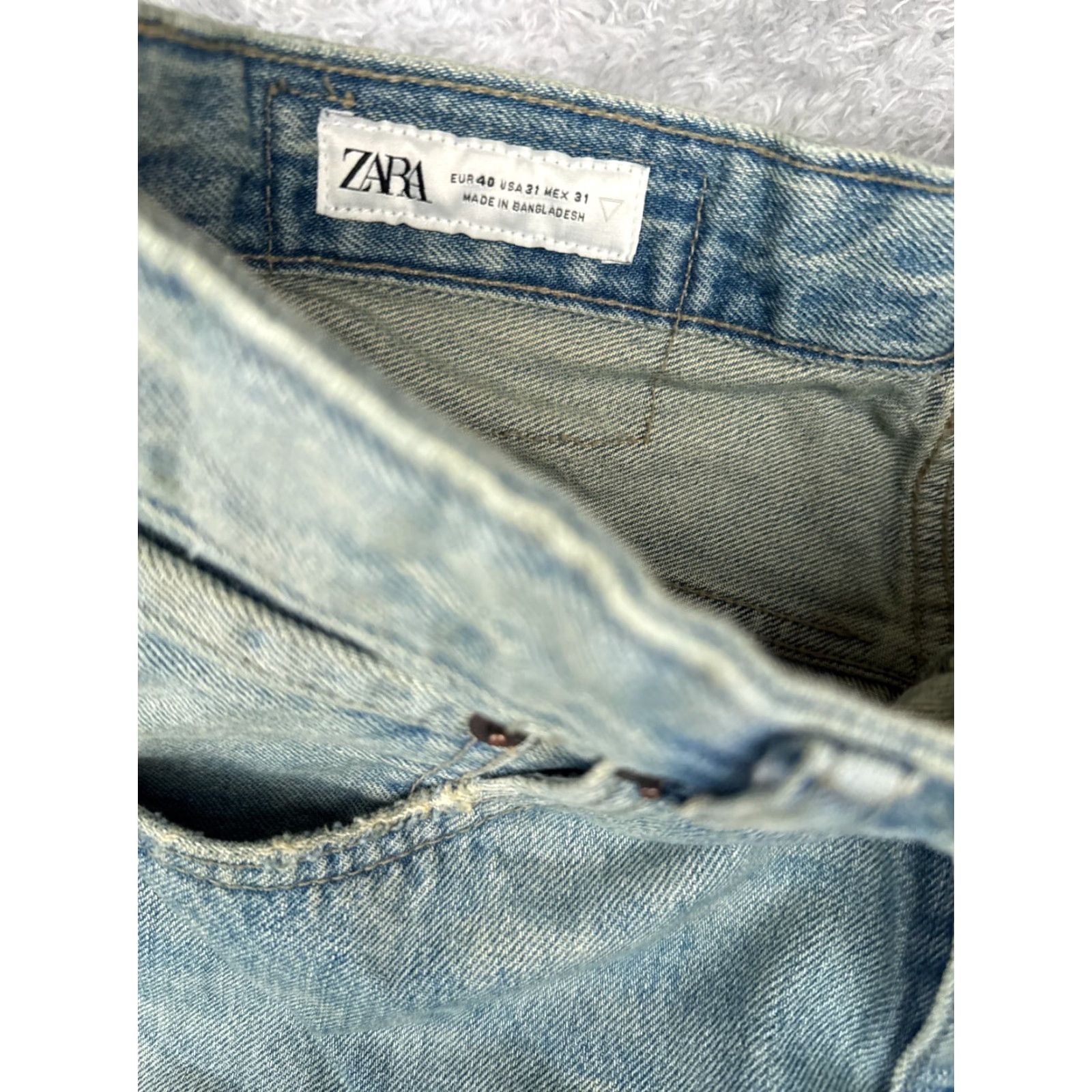 Zara Zara Jeans Womens 31 Blue Denim Wide Leg High Rise Cotton Blend Med Wash 30x31 Size 24" / US 00 / IT 34 - 6 Thumbnail
