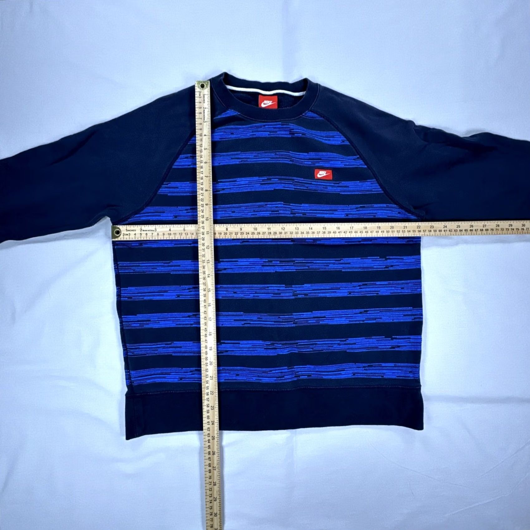 Nike Nike Sweatshirt Men L Crewneck Speed Striped Navy Blue 614417-475 Nike Sportswear Size US L / EU 52-54 / 3 - 2 Thumbnail