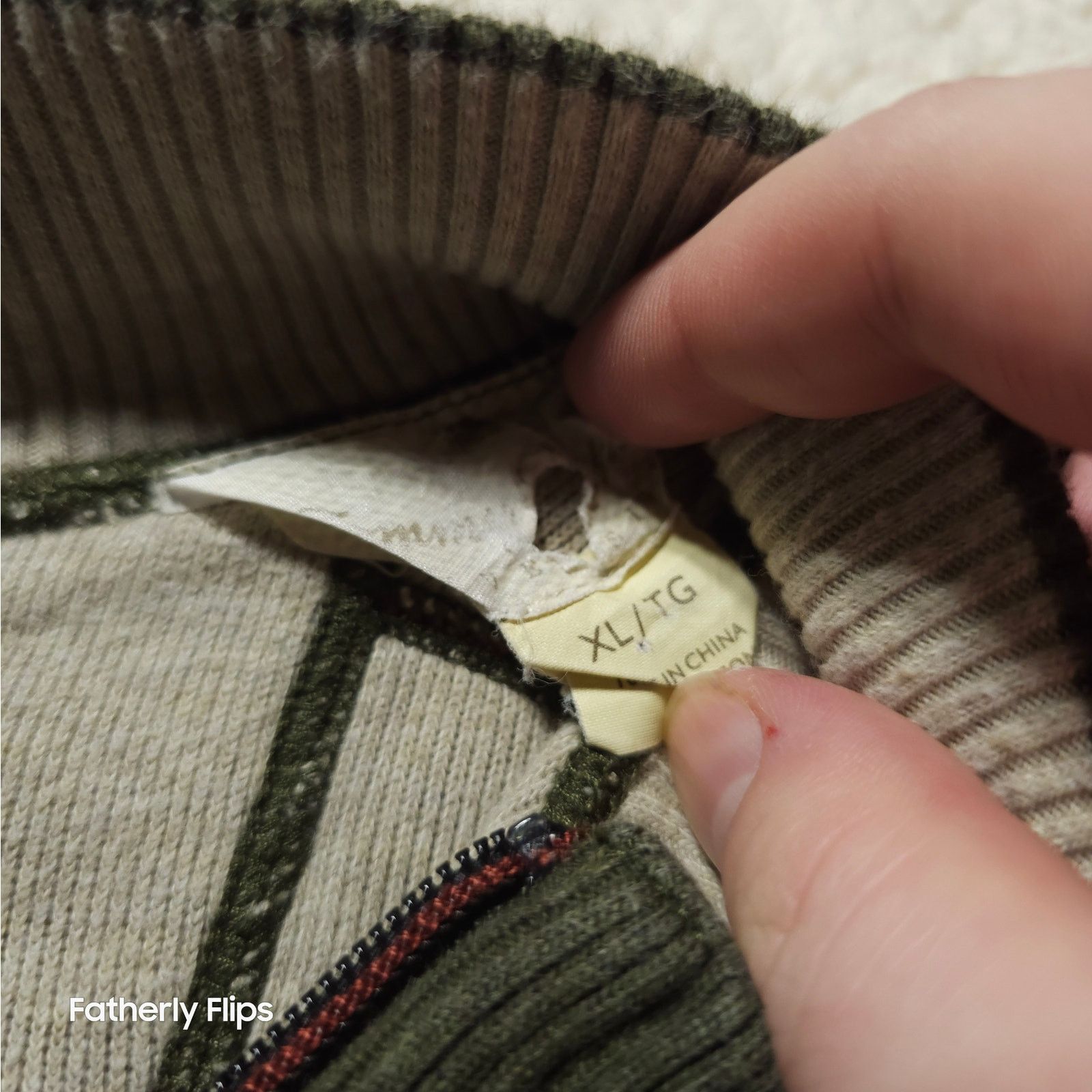 Tommy Bahama Tommy Bahama XL Ribbed Quarter Zip Olive Green Sweater Size US XL / EU 56 / 4 - 3 Thumbnail