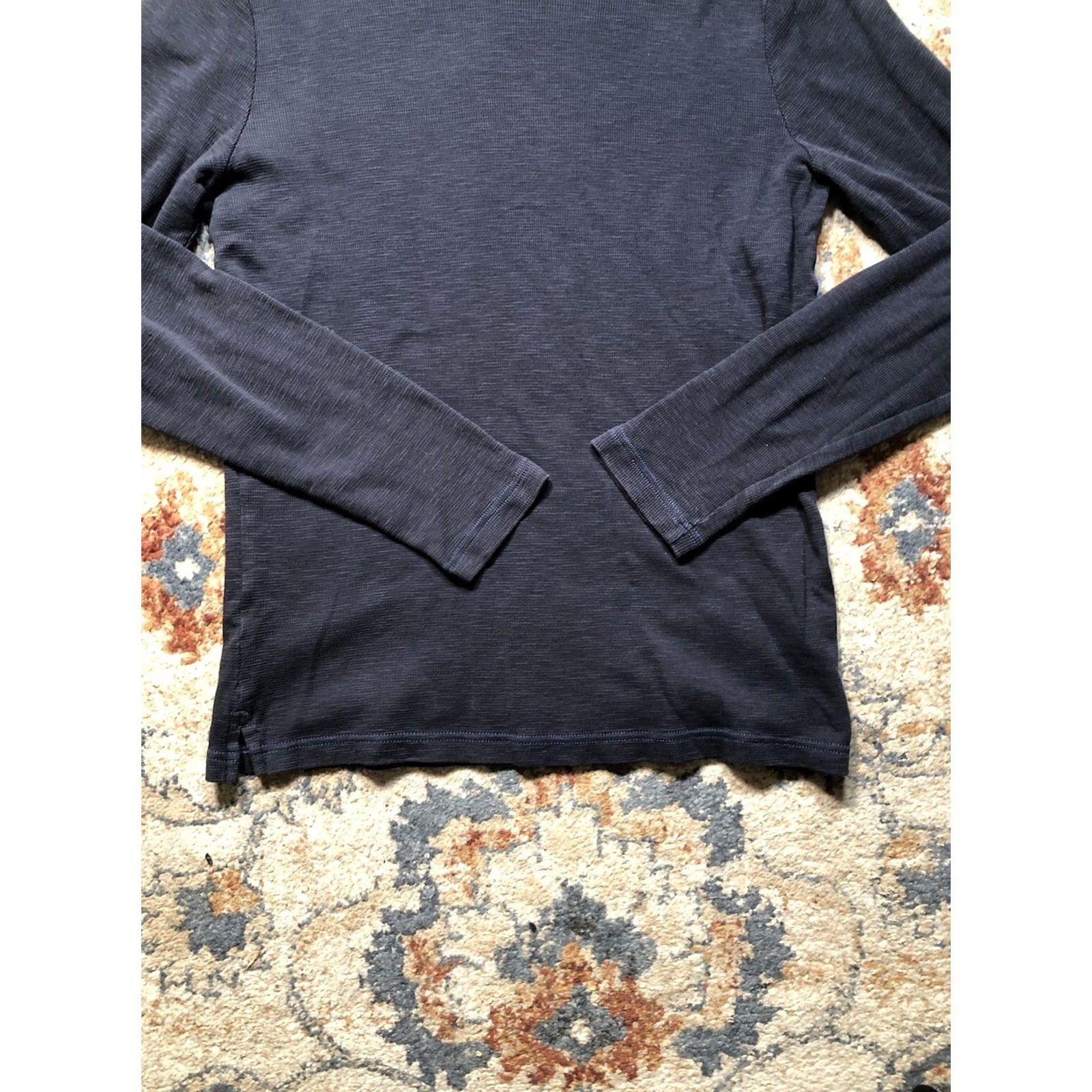 Vintage Robert Barakett T Shirt Mens Medium Blue Long Sleeve V Neck Waffle Knit Stretch Size US M / EU 48-50 / 2 - 5 Thumbnail