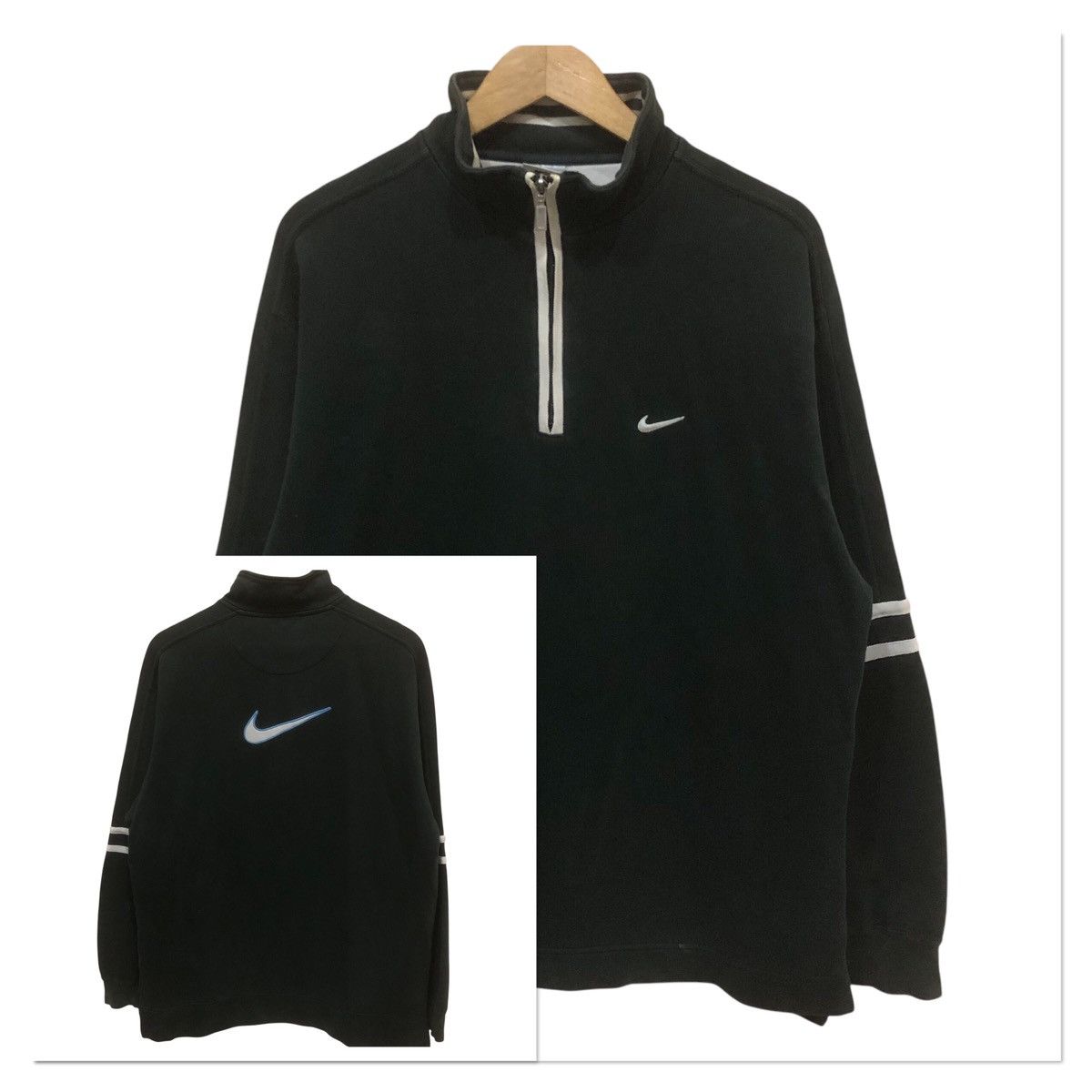 Nike × Vintage 90’ Nike Grey Tag Seoosh Half Zip Sweater Size US L / EU 52-54 / 3 - 1 Thumbnail