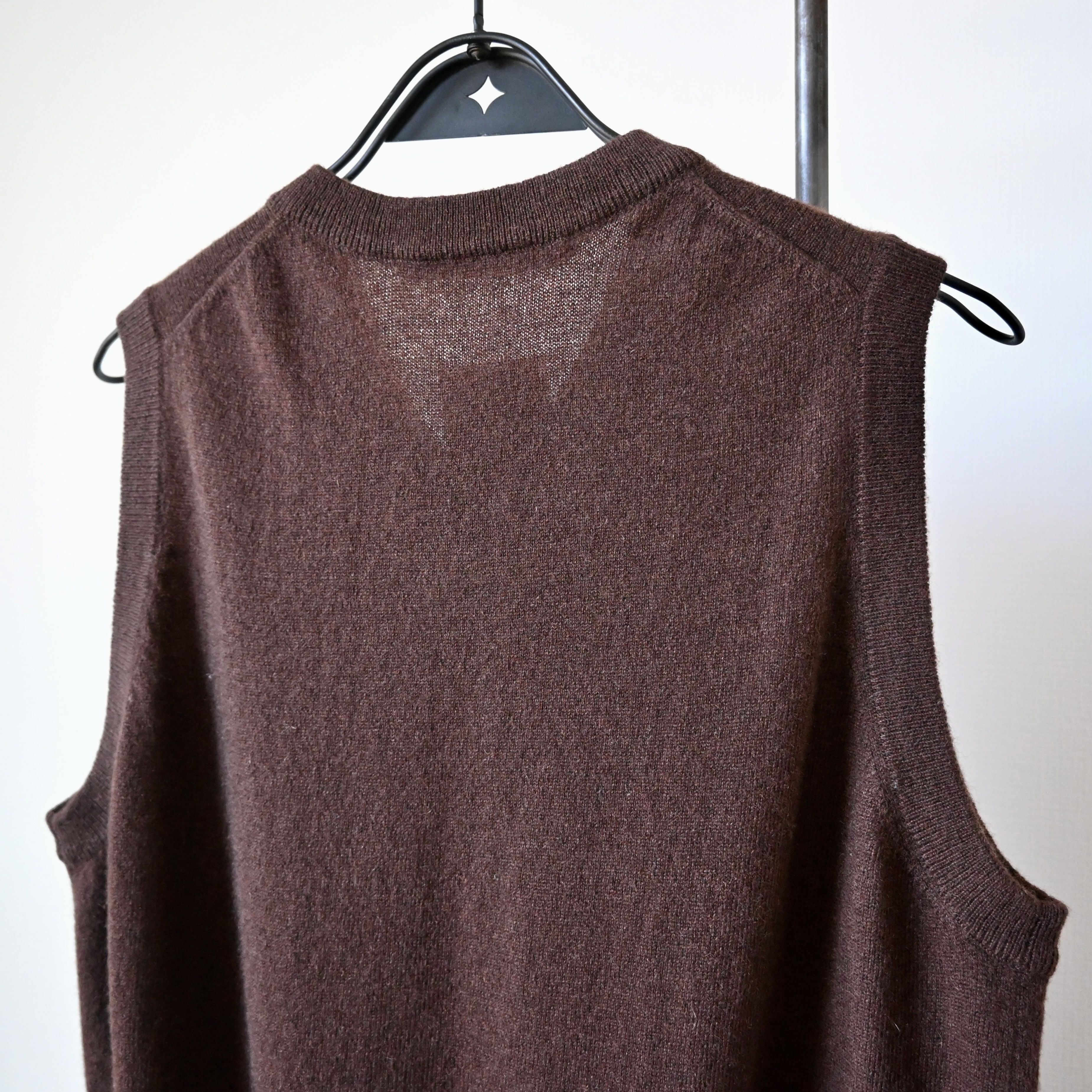 Japanese Brand DEADSTOCK, 2000s pure cashmere knit vest, chocolate brown, M Size US M / EU 48-50 / 2 - 3 Thumbnail