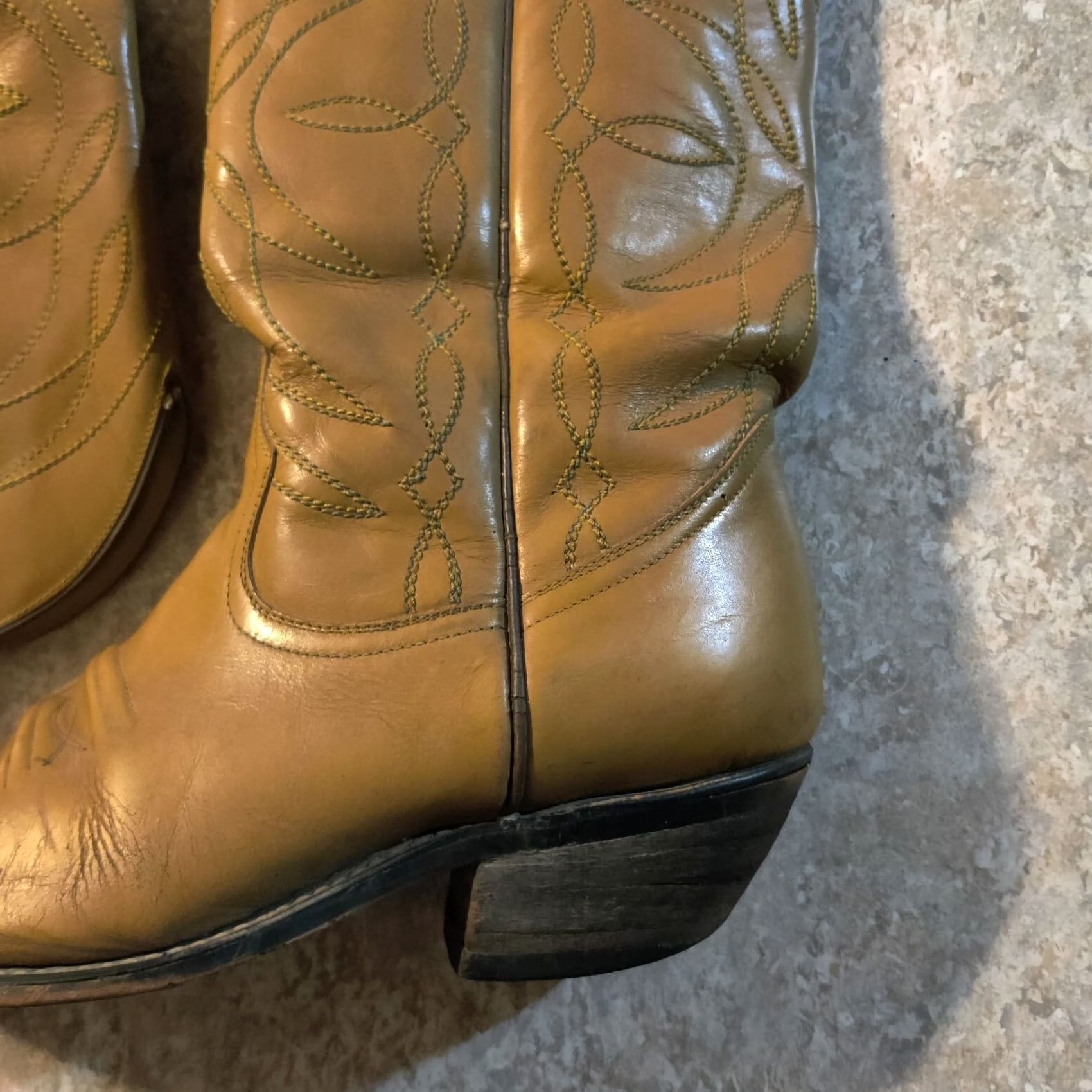 Vintage VINTAGE Destroyer Cowboy Boots Mens Size 8.5 Yellow Leather Western 1980s Boots Size US 9 / EU 42 - 2 Thumbnail