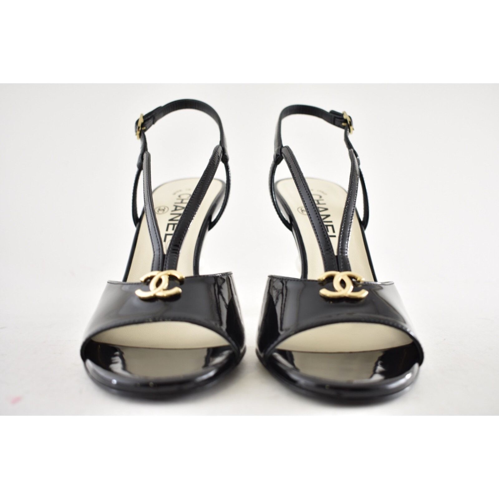 Chanel Chanel Patent Leather Pearl Heel Ankle Strappy Sandal Pump Size US 7 / IT 37 - 7 Thumbnail
