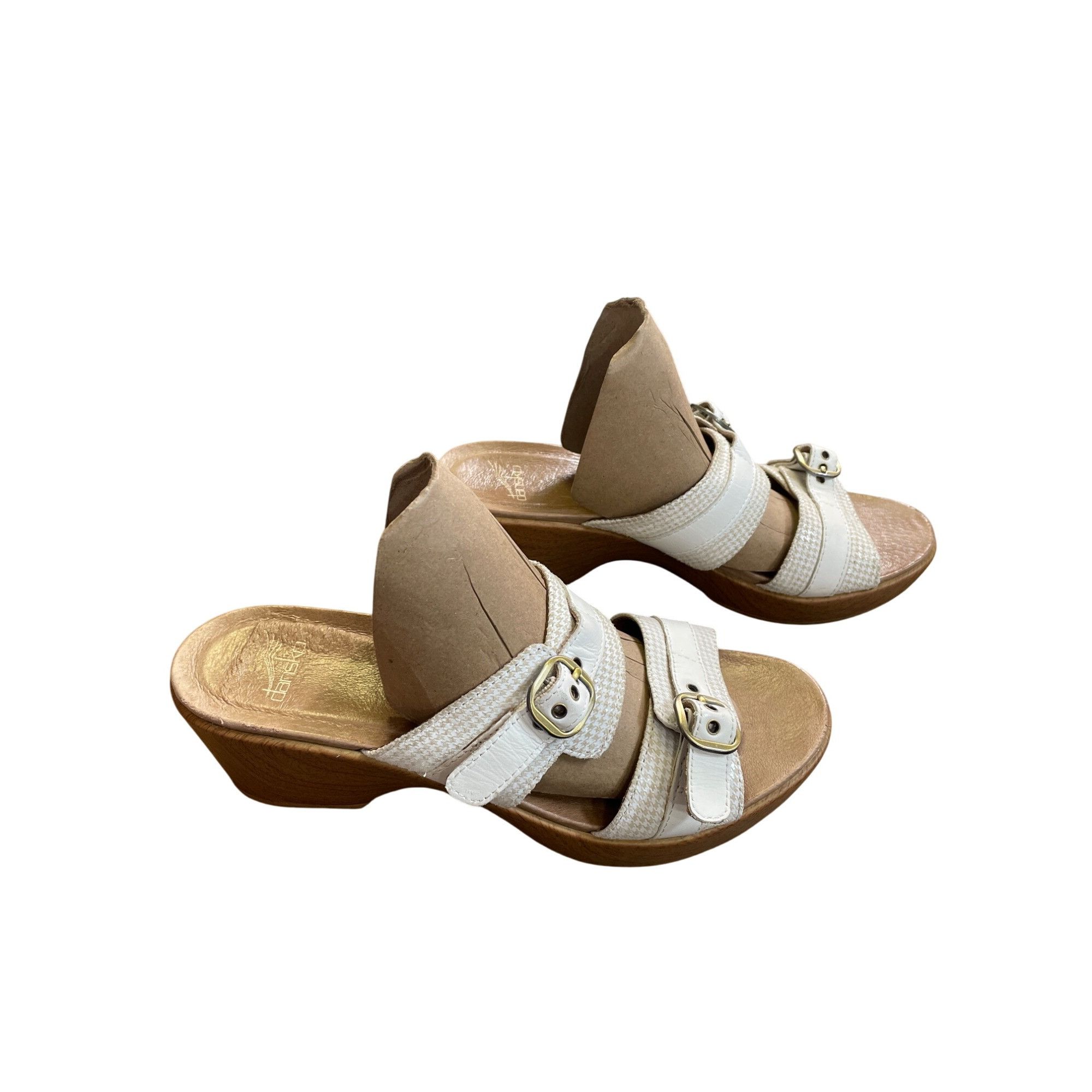 Dansko Dansko Womens White Leather Wedge Heel Sandals Size 8.5/40 S Size US 8.5 / IT 38.5 - 5 Thumbnail