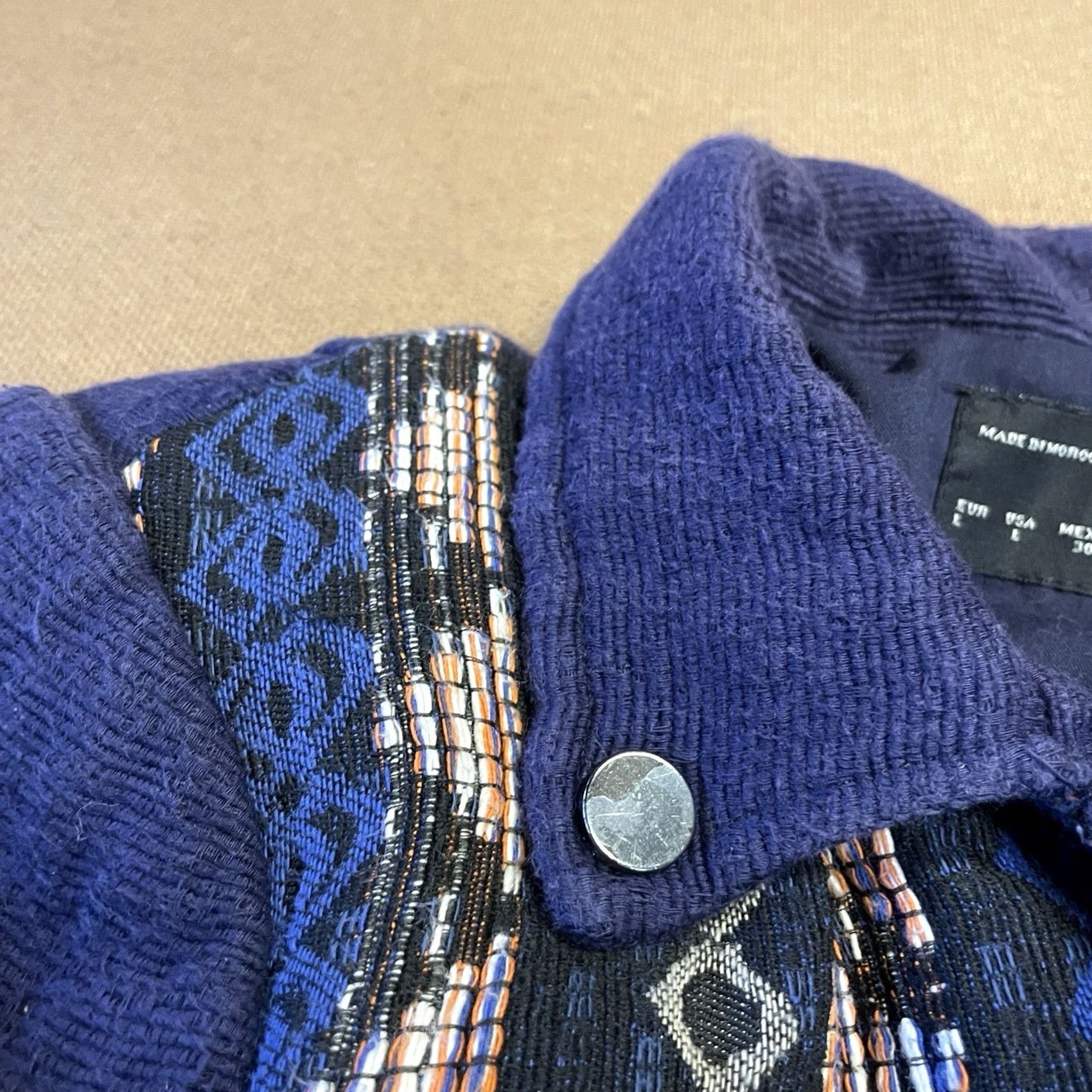 Zara Zara Basic Aztec Jacket Womens Large Blue Full Zip Button Southwestern Ladies Size L / US 10 / IT 46 - 3 Thumbnail