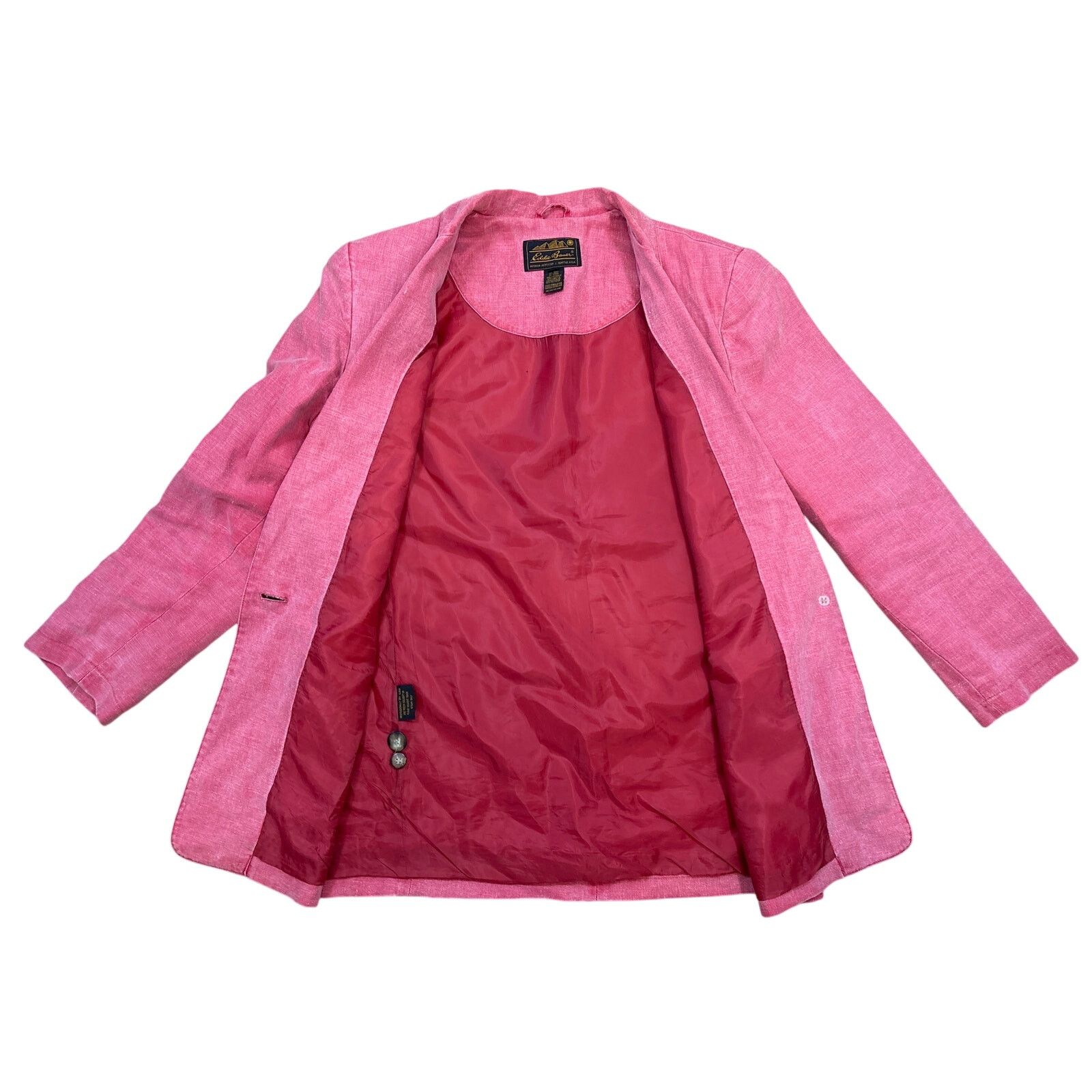 Eddie Bauer Vintage 90s Eddie Bauer salmon 100% linen women’s blazer M Size XL / US 12-14 / IT 48-50 - 4 Thumbnail
