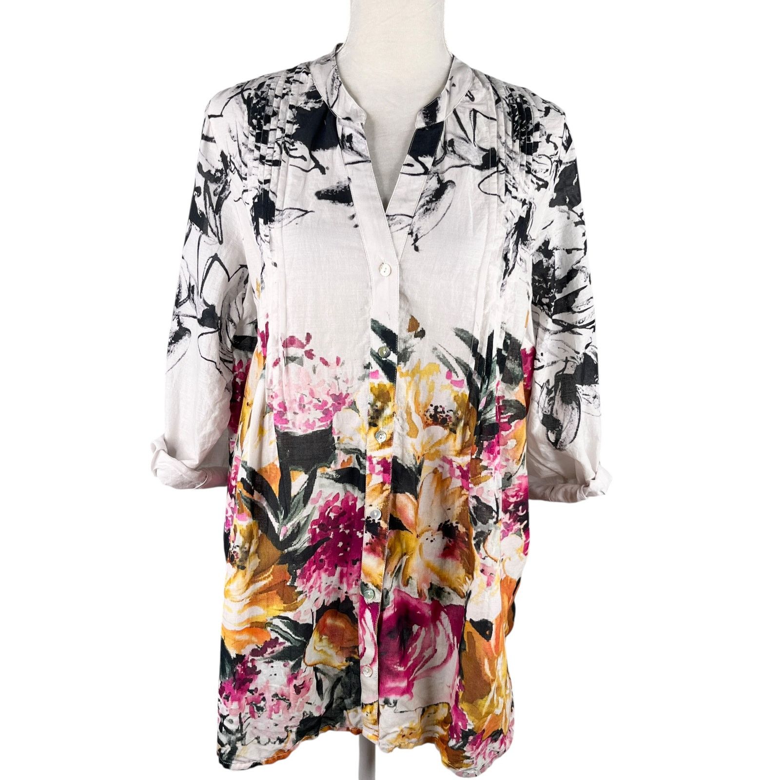Other Soft Surroundings Champs De Fleur Floral Shirt L Button Down Size L / US 10 / IT 46 - 12 Thumbnail