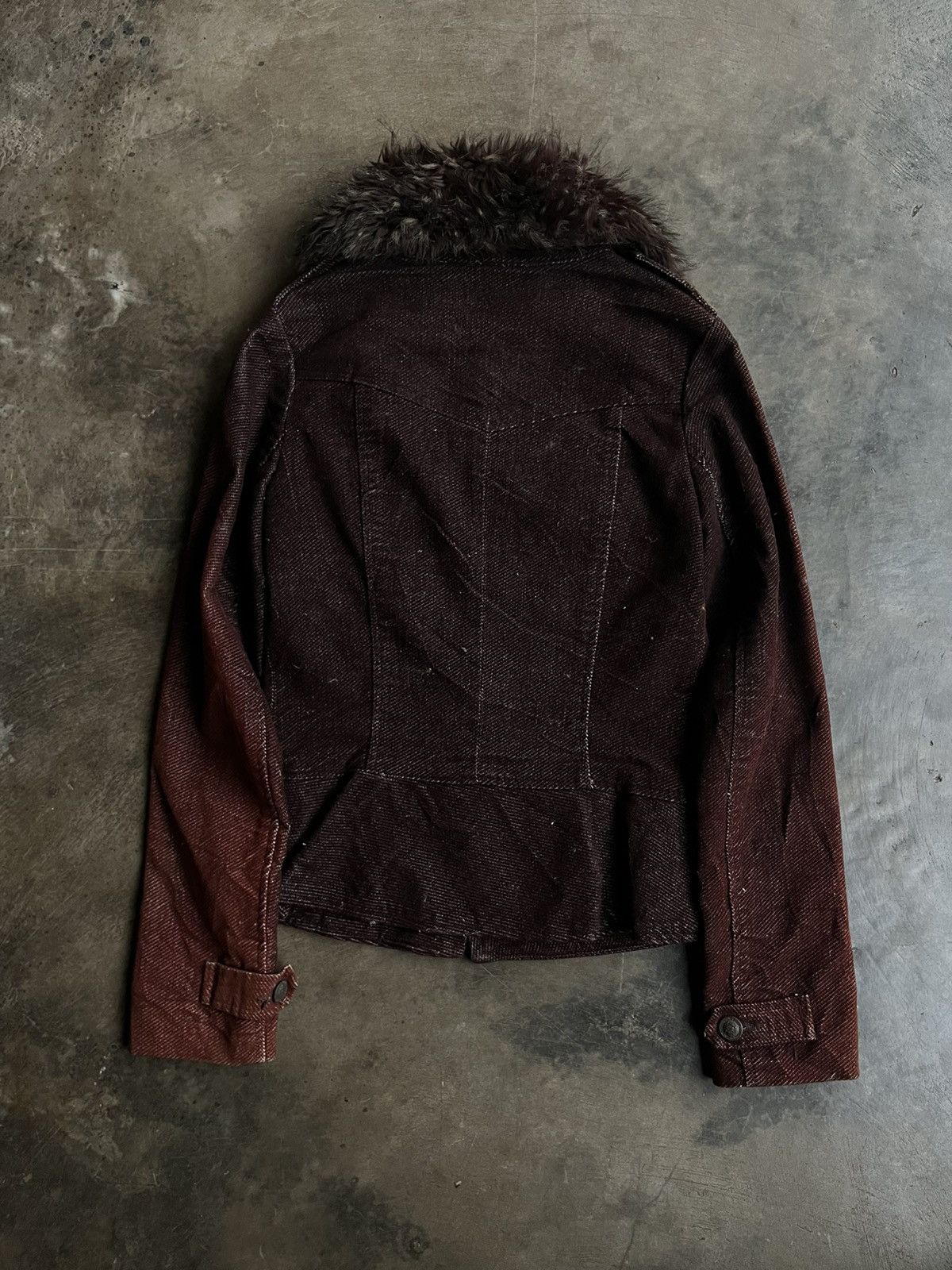 14th Addiction 2000s JAPANESE AMANG FUR JACKET CORDUROY BONDAGE GOTHIC VKEI Size US S / EU 44-46 / 1 - 2 Thumbnail