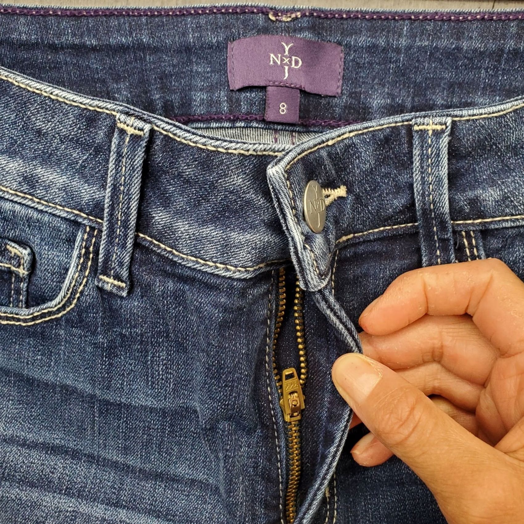 NYDJ NYDJ Womens 8 Blue Denim Straight Leg Jeans 5-Pocket Pockets Inseam 26.5" Regular Fit Nydj Size 30" / US 8 / IT 44 - 6 Thumbnail