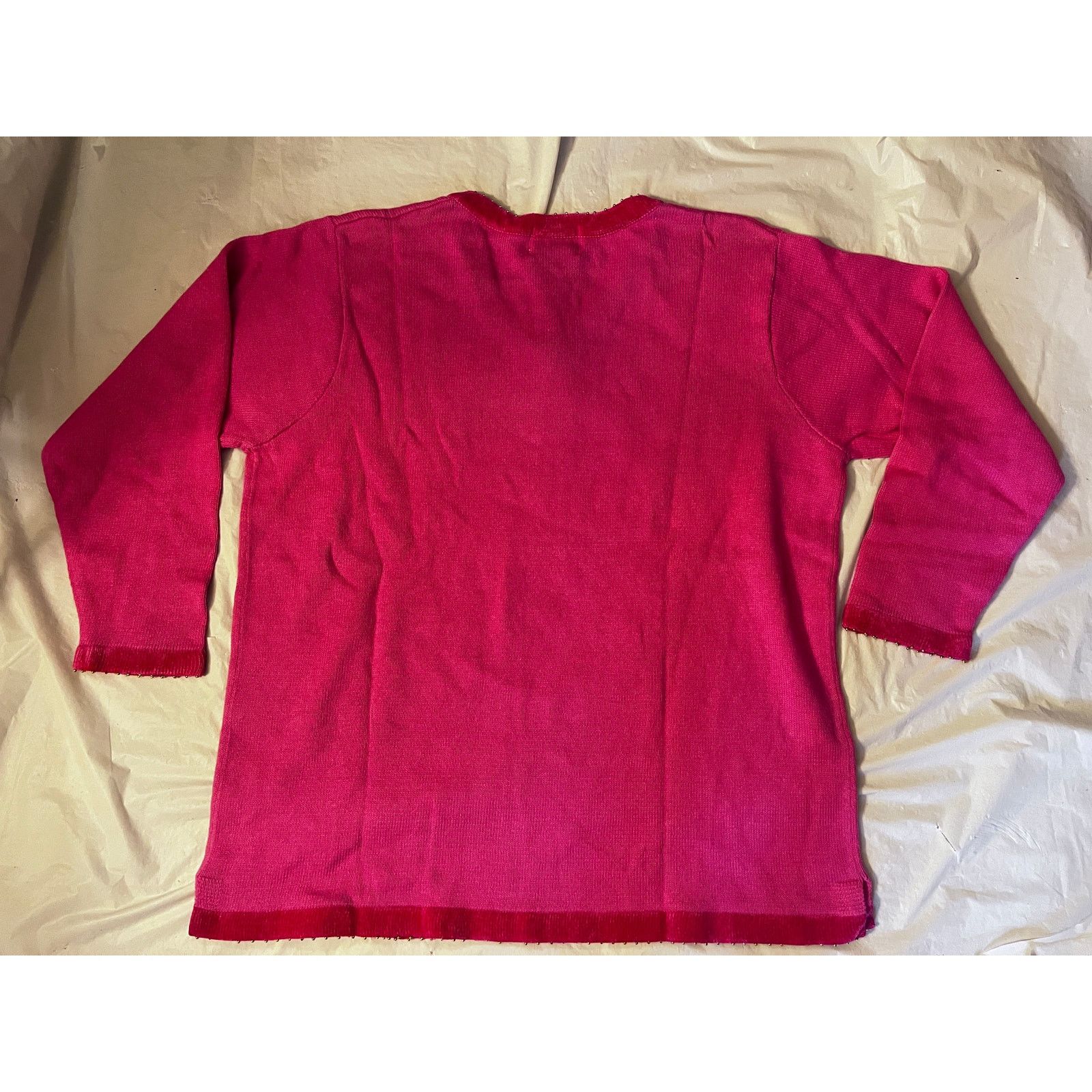 Other Vintage Quacker Factory Pink Snowman V-Neck Sweater - 1X Size XL / US 12-14 / IT 48-50 - 2 Thumbnail