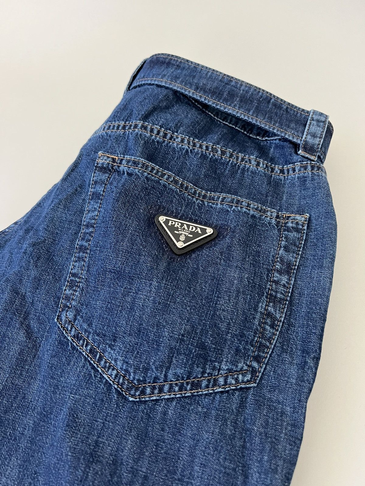 Prada Prada Triangle Logo Denim Pants Size US 28 / EU 44 - 2 Thumbnail