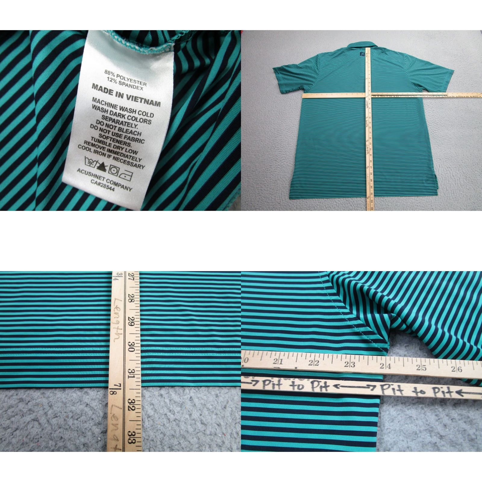 Footjoy FootJoy Polo Shirt Mens L Blue Teal Striped Performance Coto de Caza Golf Club Size US L / EU 52-54 / 3 - 8 Thumbnail