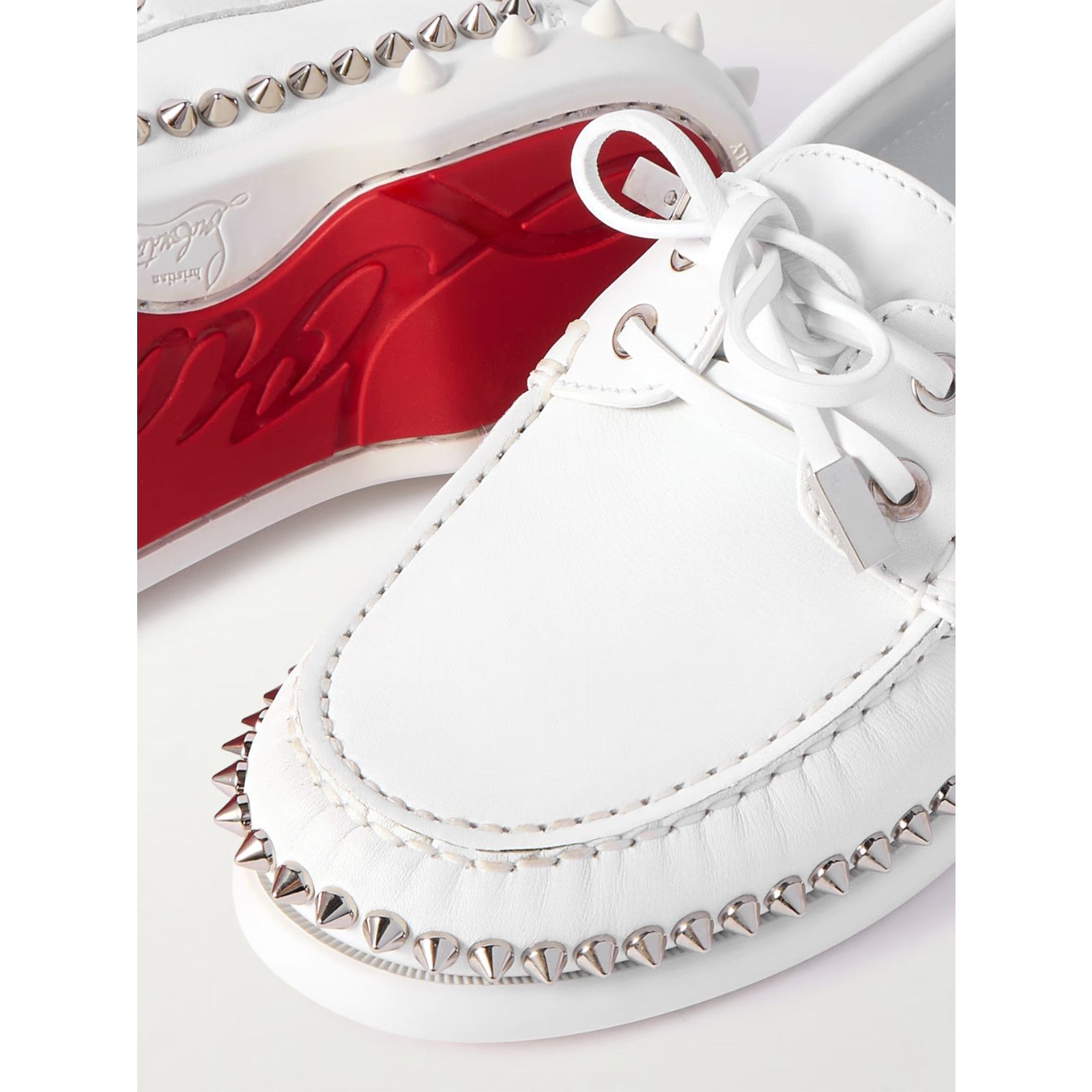 Christian Louboutin Christian Louboutin Gerockel Donna Flat White Leather Boat Size US 7.5 / IT 37.5 - 8 Thumbnail