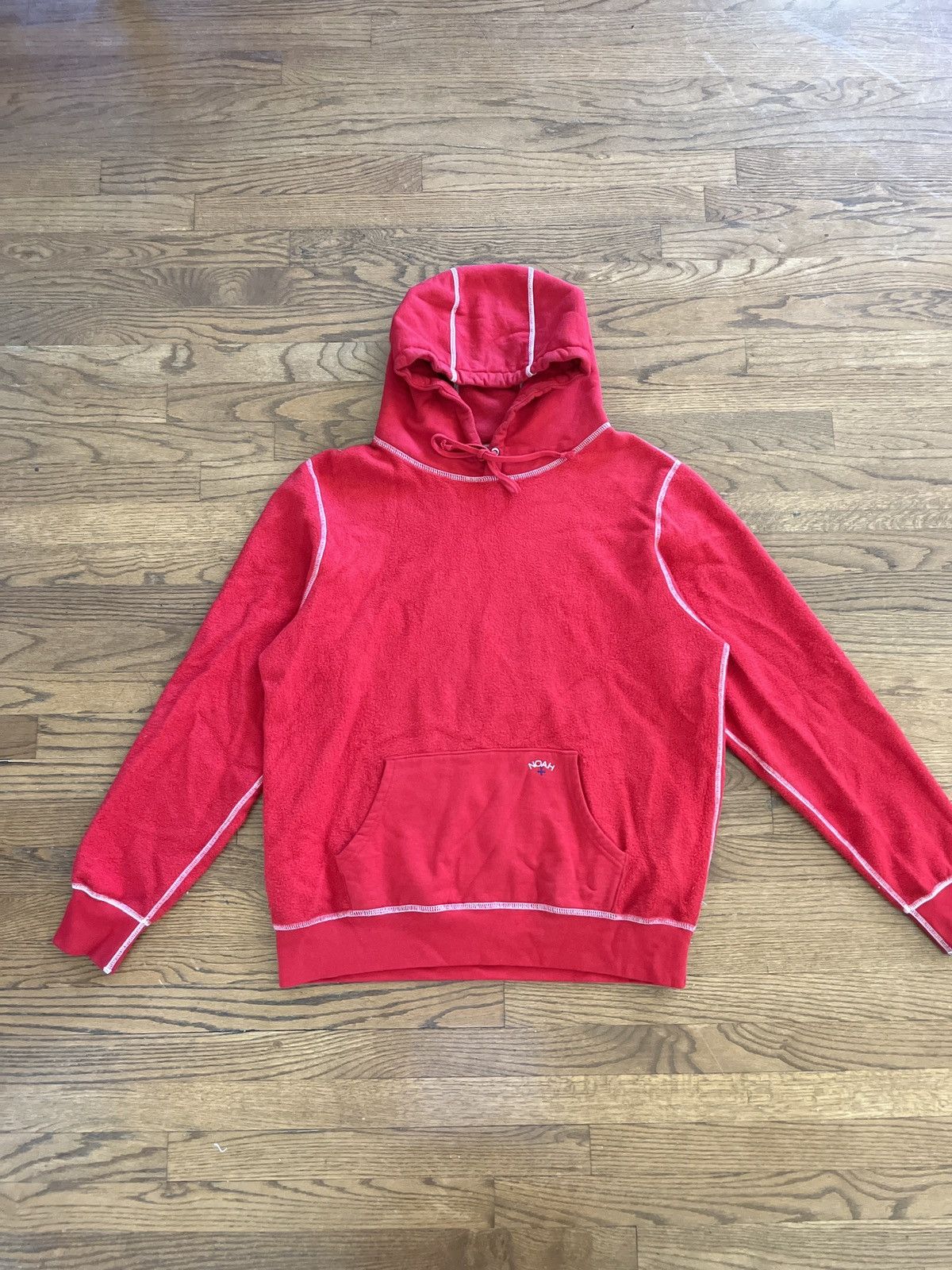 Noah Noah reverse (inside out) fleece constraint stitch hoodie | Grailed