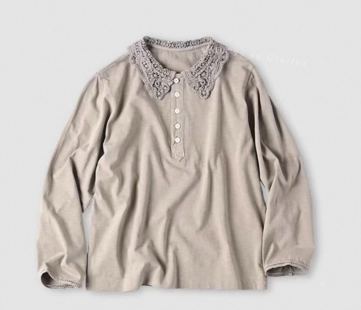 45rpm 45R New Gray Lace Polo Shirt Women's Size L / US 10 / IT 46 - 1 Thumbnail