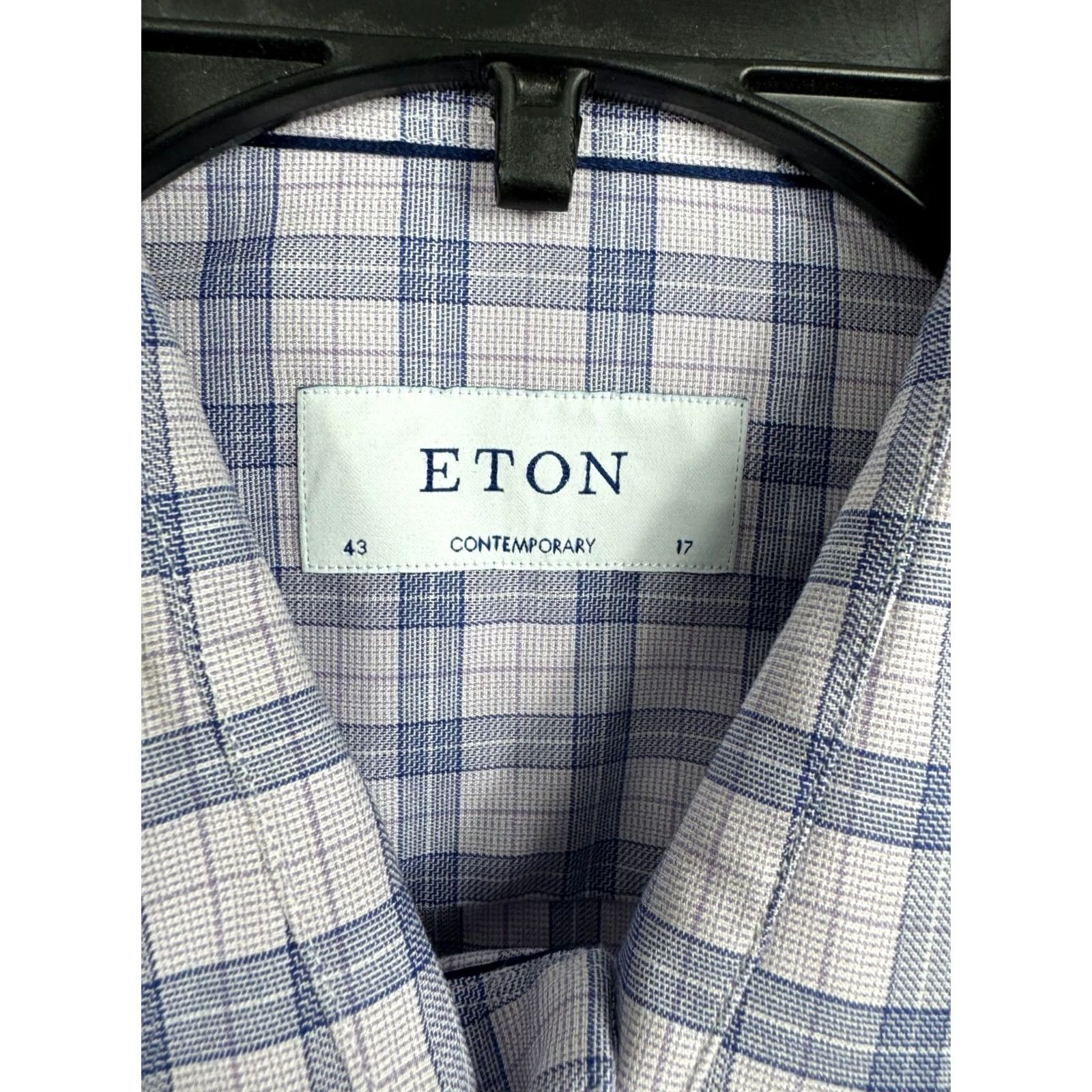 Eton Eton Contemporary Dress Shirt Mens 43-17 L/S Blue Pink Check Designer Button Up Size 46R - 3 Thumbnail