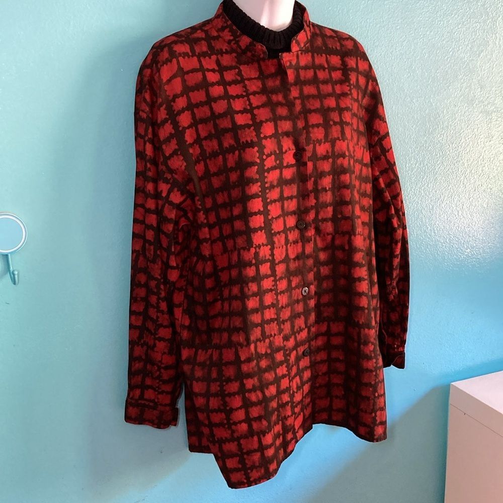 Vintage MIM Made in Marrakesh Cotton Tunic Blouse Red & Black Oversi Size ONE SIZE - 10 Thumbnail