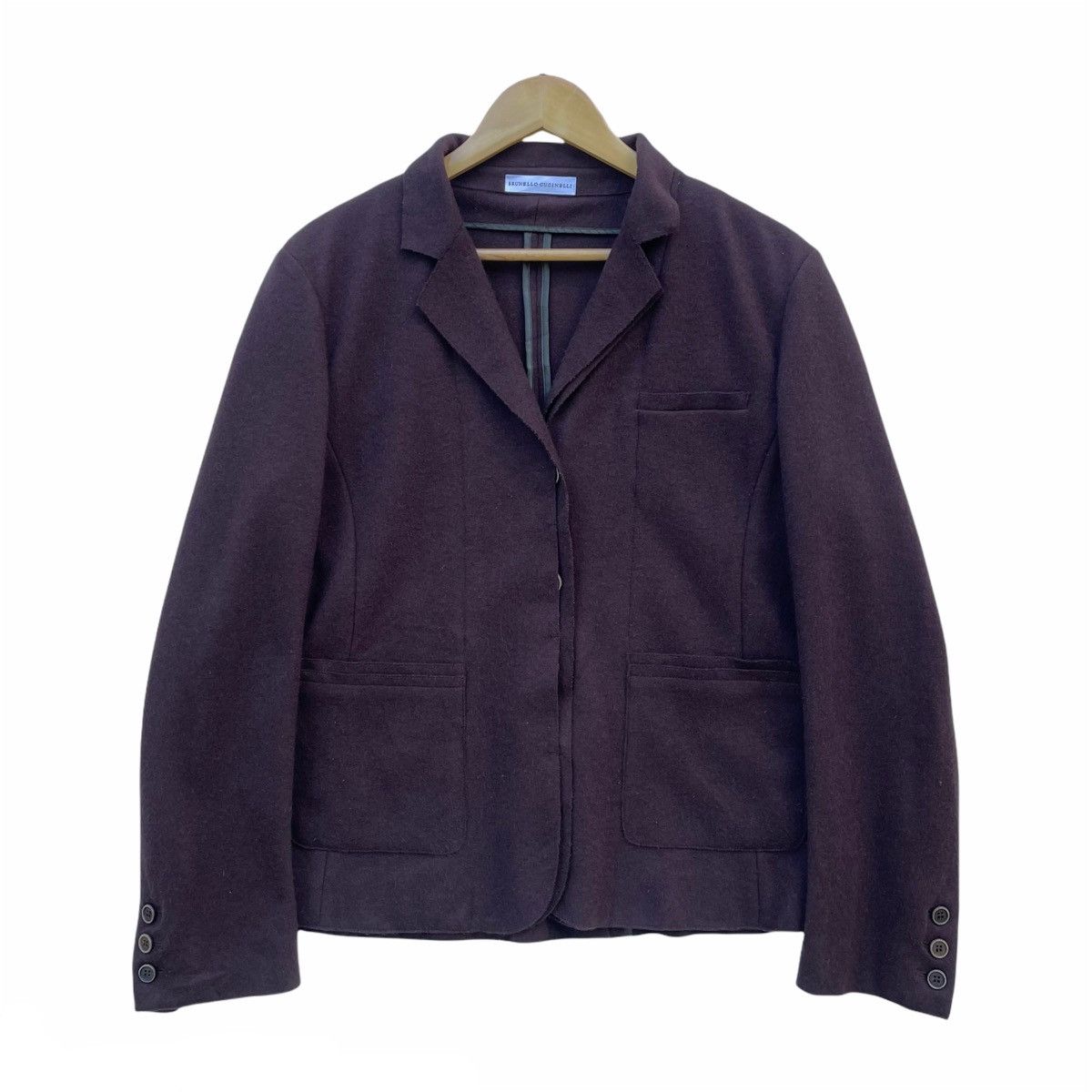 Brunello Cucinelli Brushed Techno Wool Chevron Blazer With