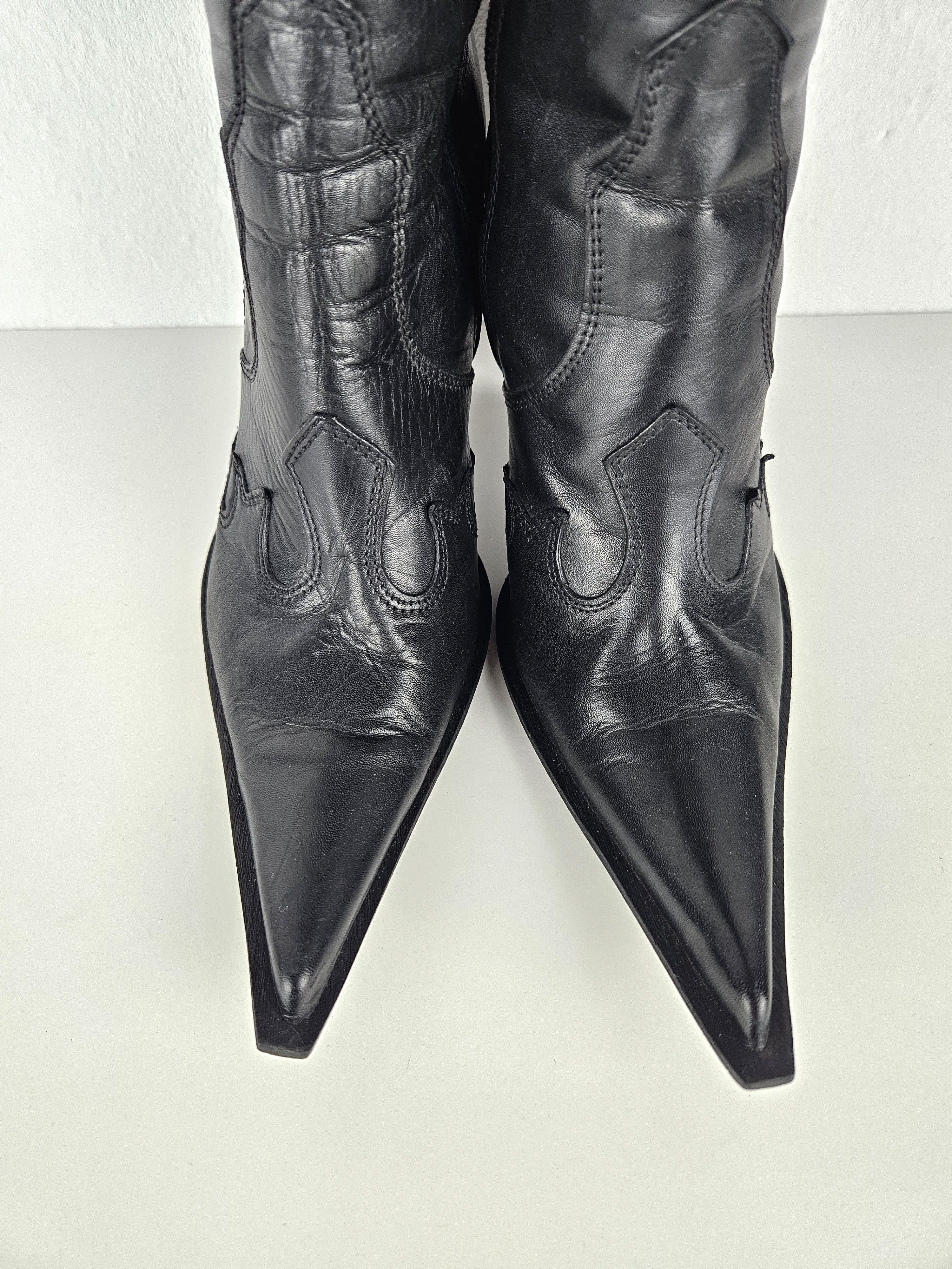 Vintage Vintage leather high heel pointed toe cowboy boots Size US 10 / IT 40 - 14 Thumbnail