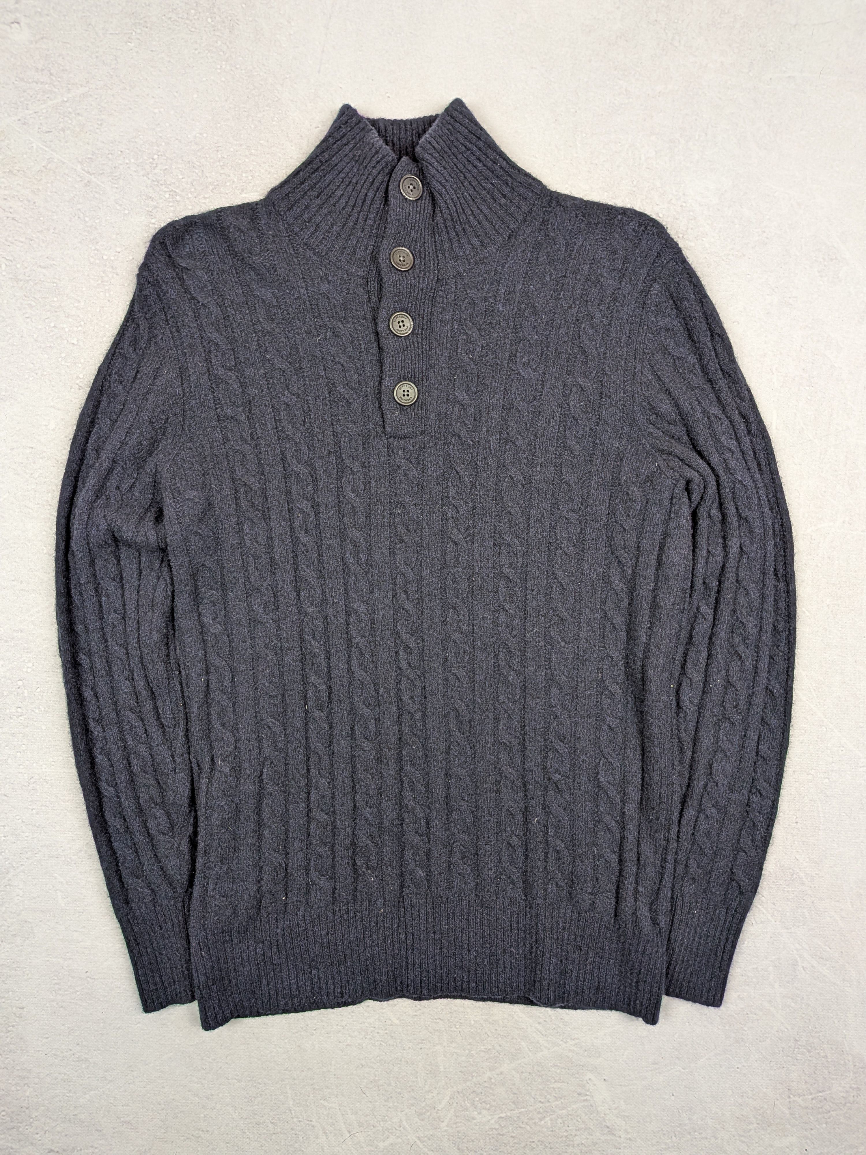 Superdry Superdry Navy Lambswool Chunky-Knit Sweater M L Waffle Knit Size US L / EU 52-54 / 3 - 1 Thumbnail