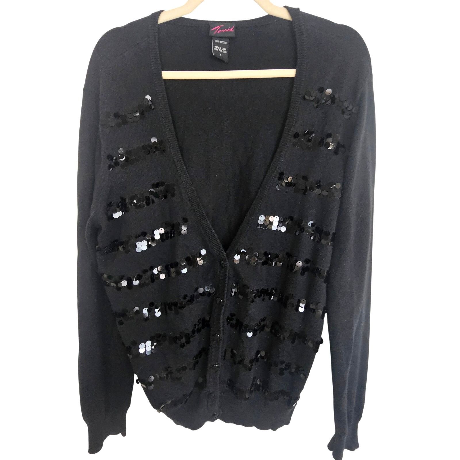Corridor Torrid Paillette Sequin Striped Cardigan Sz 1X Whiimsigoth Size XL / US 12-14 / IT 48-50 - 2 Thumbnail