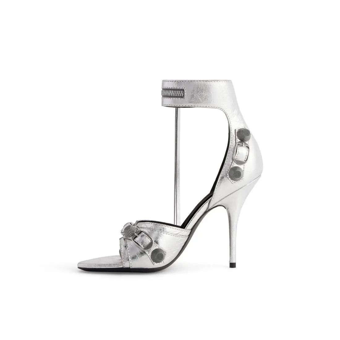 Balenciaga o1srvl11e0426 Cagole 110mm Sandals Metallized in Silver Size US 5 / IT 35 - 4 Thumbnail