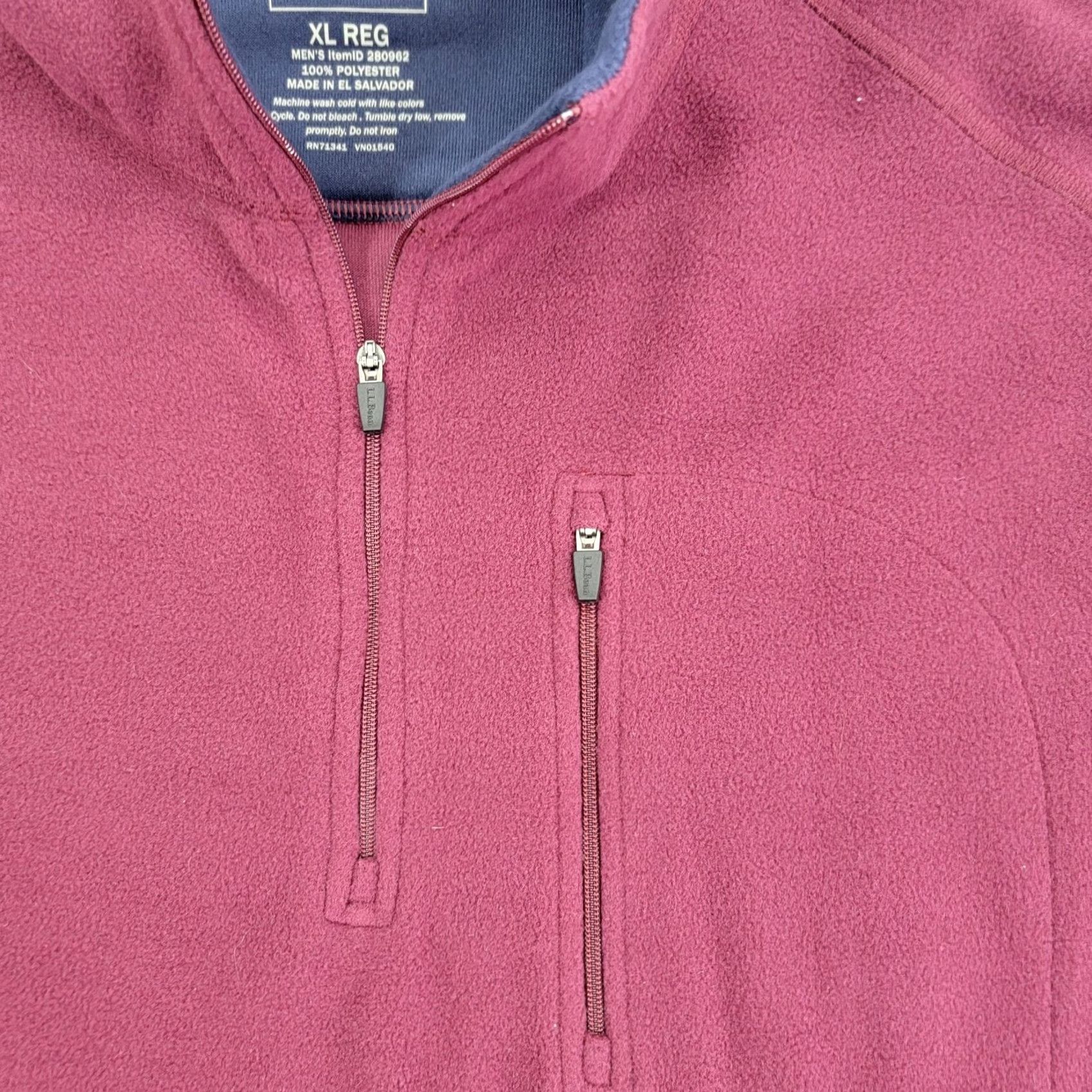 Vintage LL Bean Fleece Sweater Men's XL 1/4 Zip Pullover Hiking burgundy Red 90s Classic Outdoor Mens Size US XL / EU 56 / 4 - 2 Thumbnail