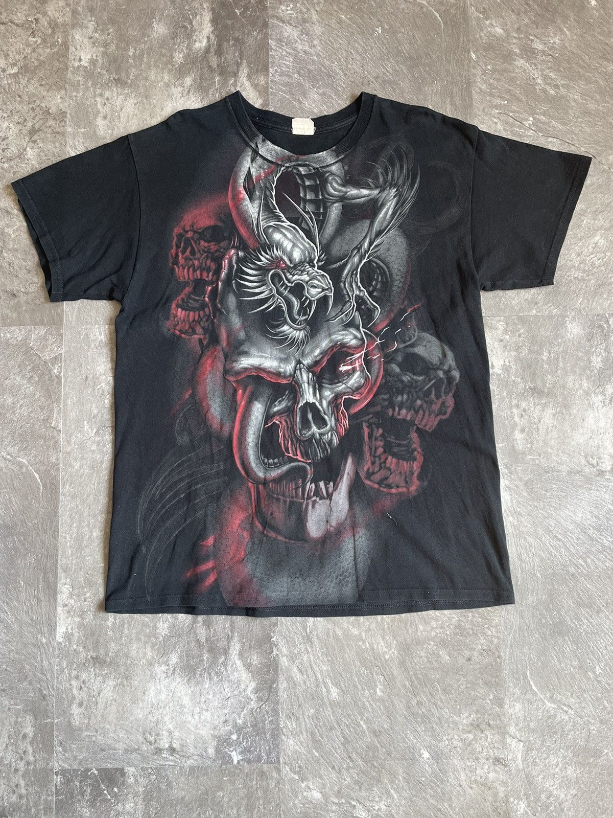 Vintage Vintage Y2K Dragon Skull Jnco Skateboard Style Streetwear Size US L / EU 52-54 / 3 - 1 Thumbnail