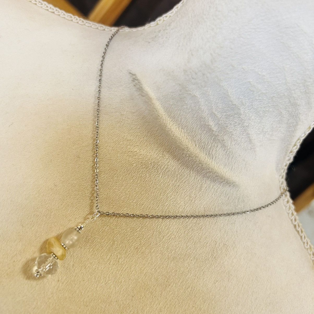 Handmade Handcrafted vintage bead drop pendant on chain necklace Size ONE SIZE - 2 Thumbnail