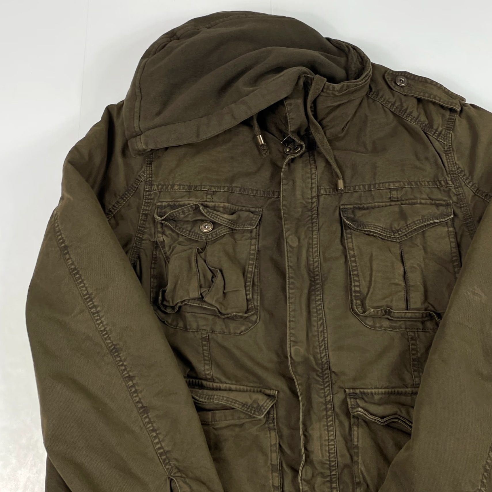 Vintage Columbia Jacket Mens Large Brown Field Cargo Military Hooded Sherpa Lined Canvas Size US L / EU 52-54 / 3 - 2 Thumbnail