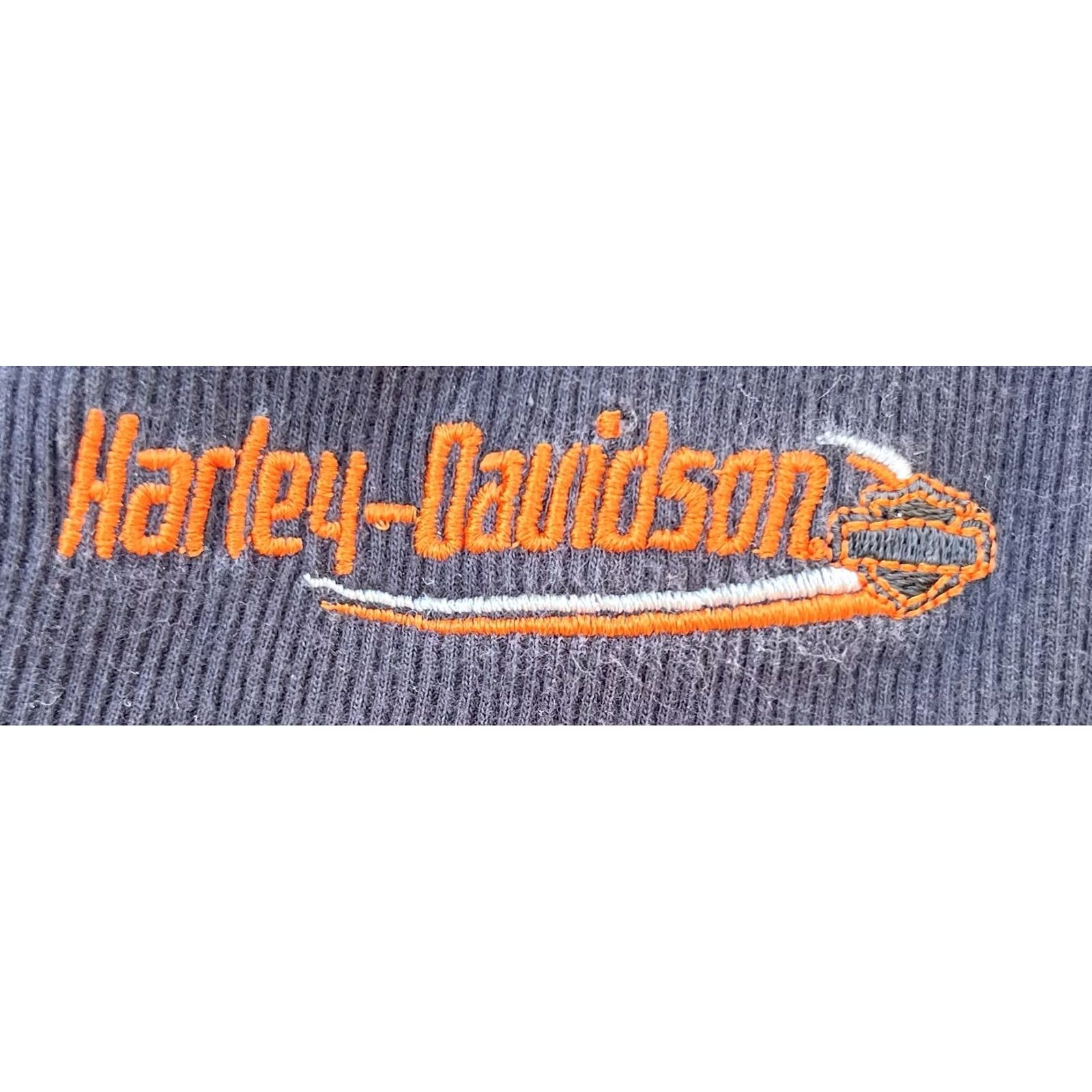 Harley Davidson Harley-Davidson Womens Ribbed Henley T Shirt Black Y2K Fitted Motorcycle Top L Size L / US 10 / IT 46 - 6 Thumbnail